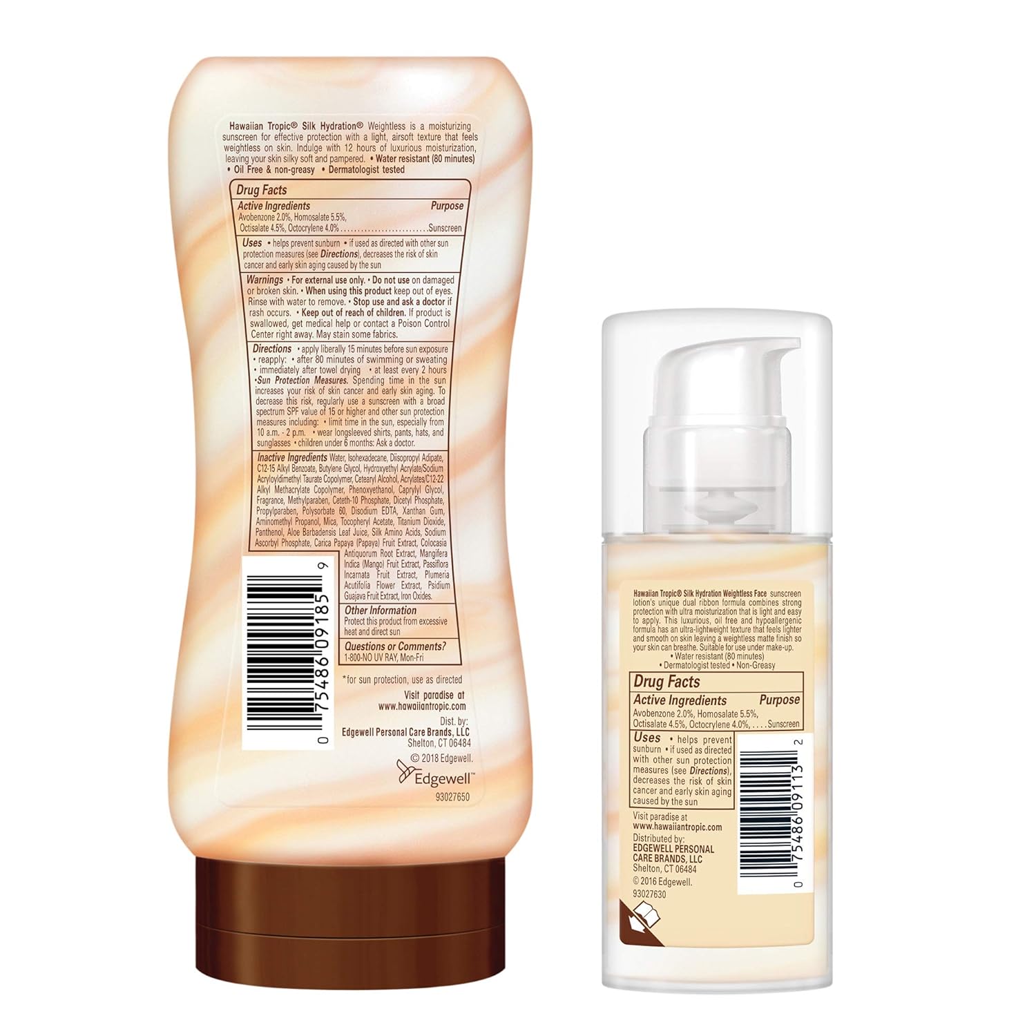 Hawaiian Tropic, Protector solar de amplio espectro SPF 30, paquete de protector solar sin peso de hidratación de seda con loción de protección