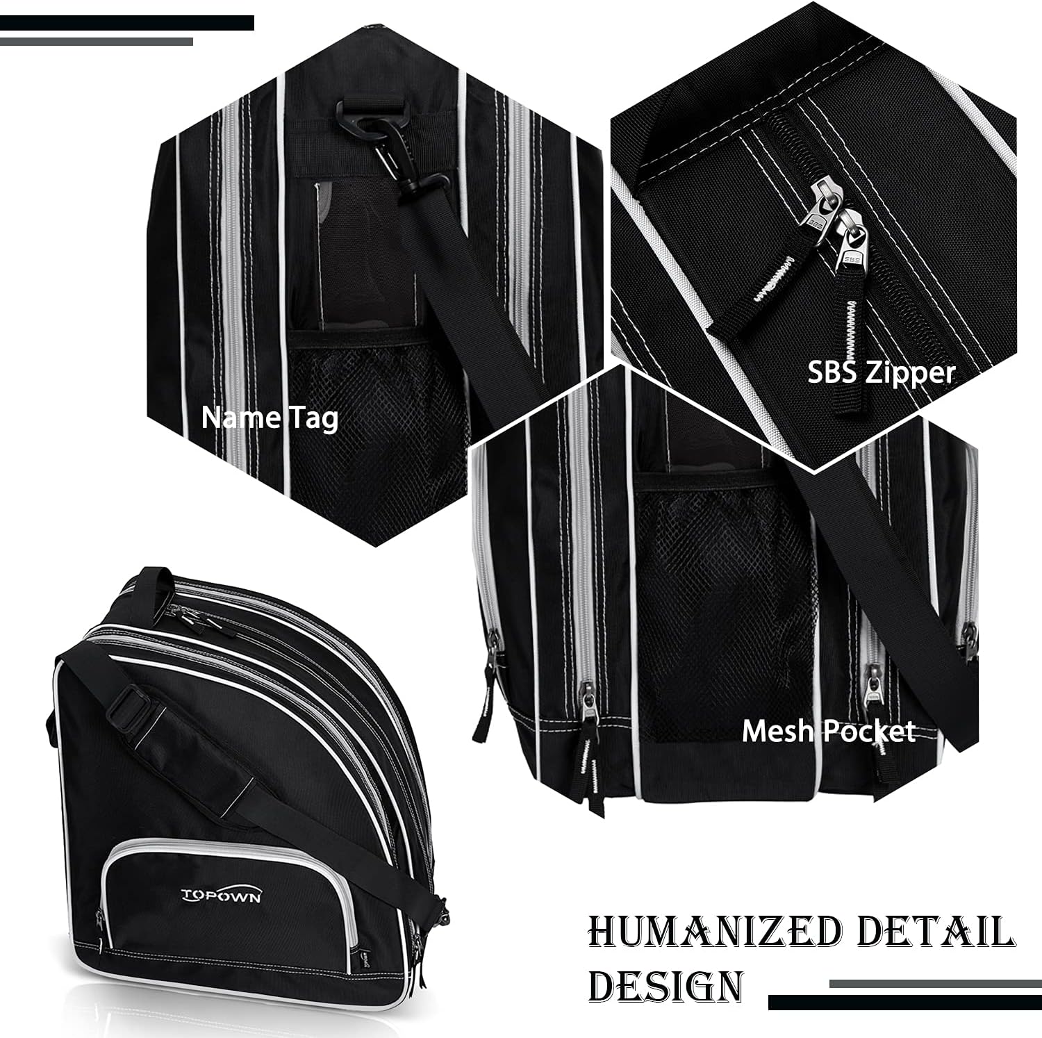 TOPOWN Bolsa de patines de hielo para hombres, bolsa de patines en línea para mujer, bolsa de patines de hielo negra de primera calidad, bolsa de