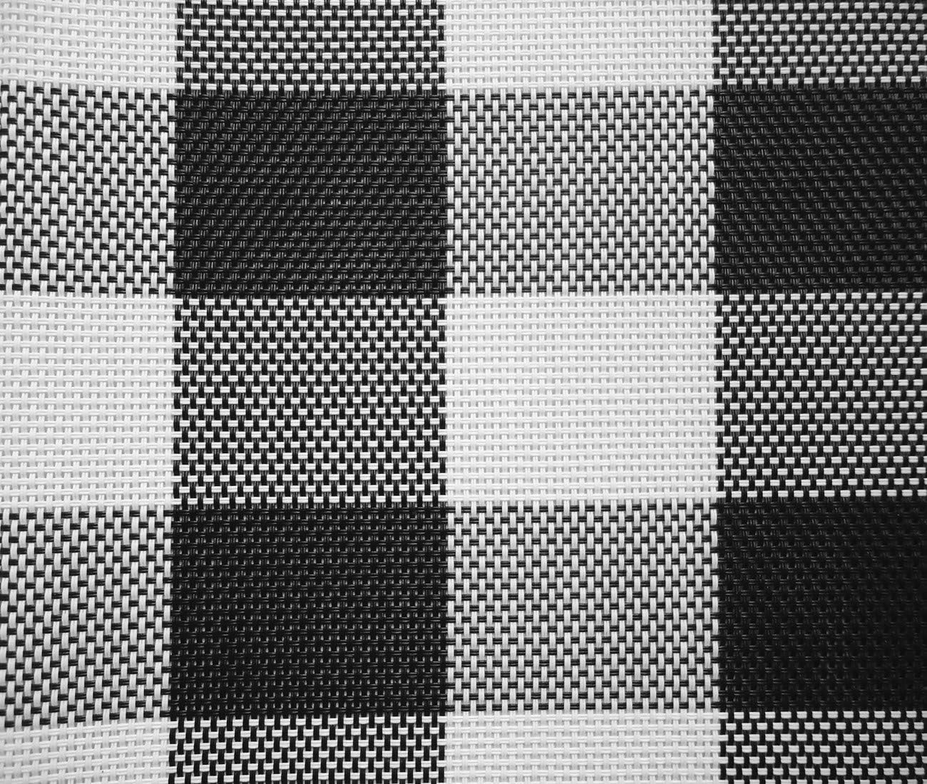 Ukeler Juego de 6 manteles individuales con diseño de cuadros cruzados, lavables, color blanco y negro