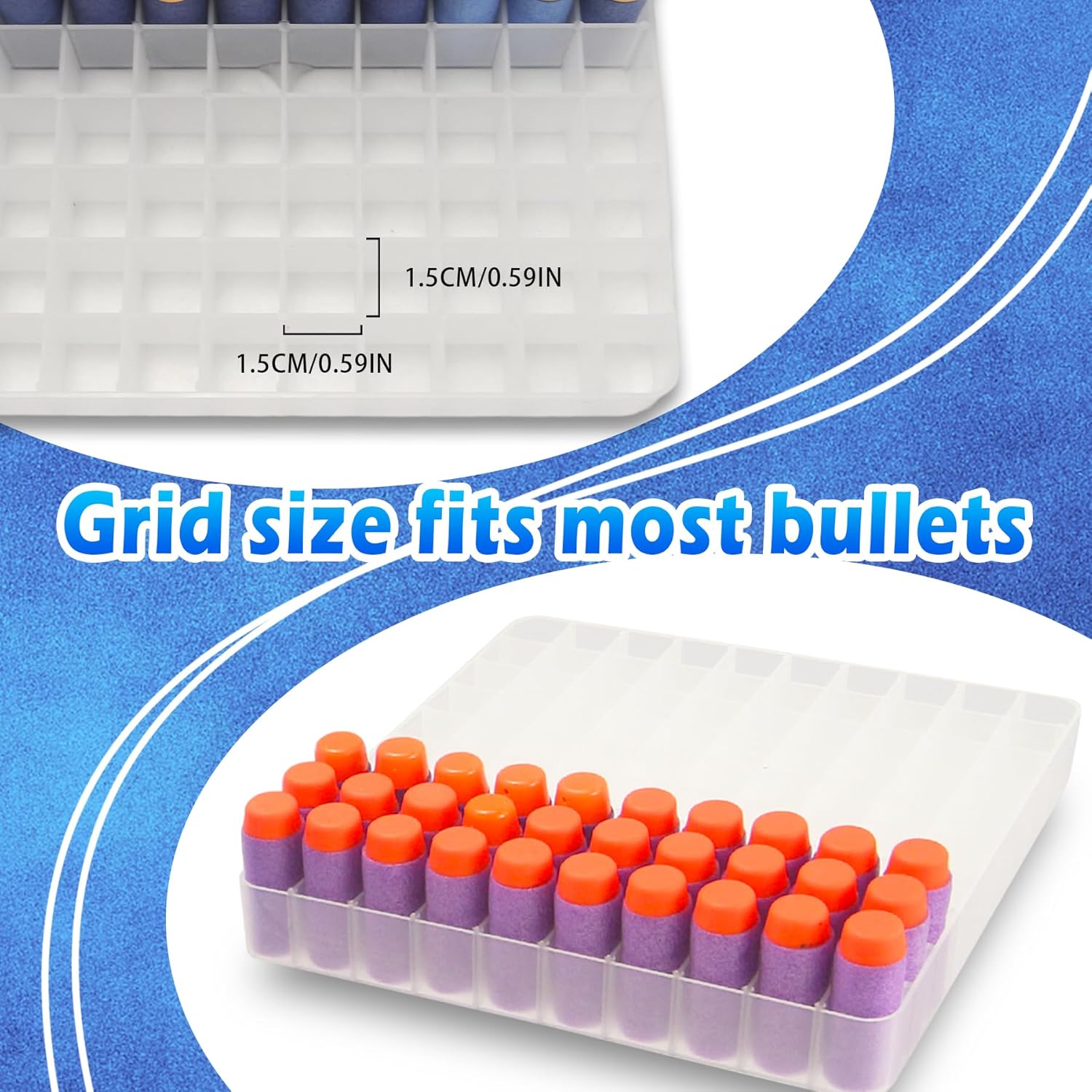 Caja de almacenamiento de dardos de espuma, estuche portátil de plástico compatible con balas Nerf Elite Series y dardo corto (1 caja+2 bandejas)