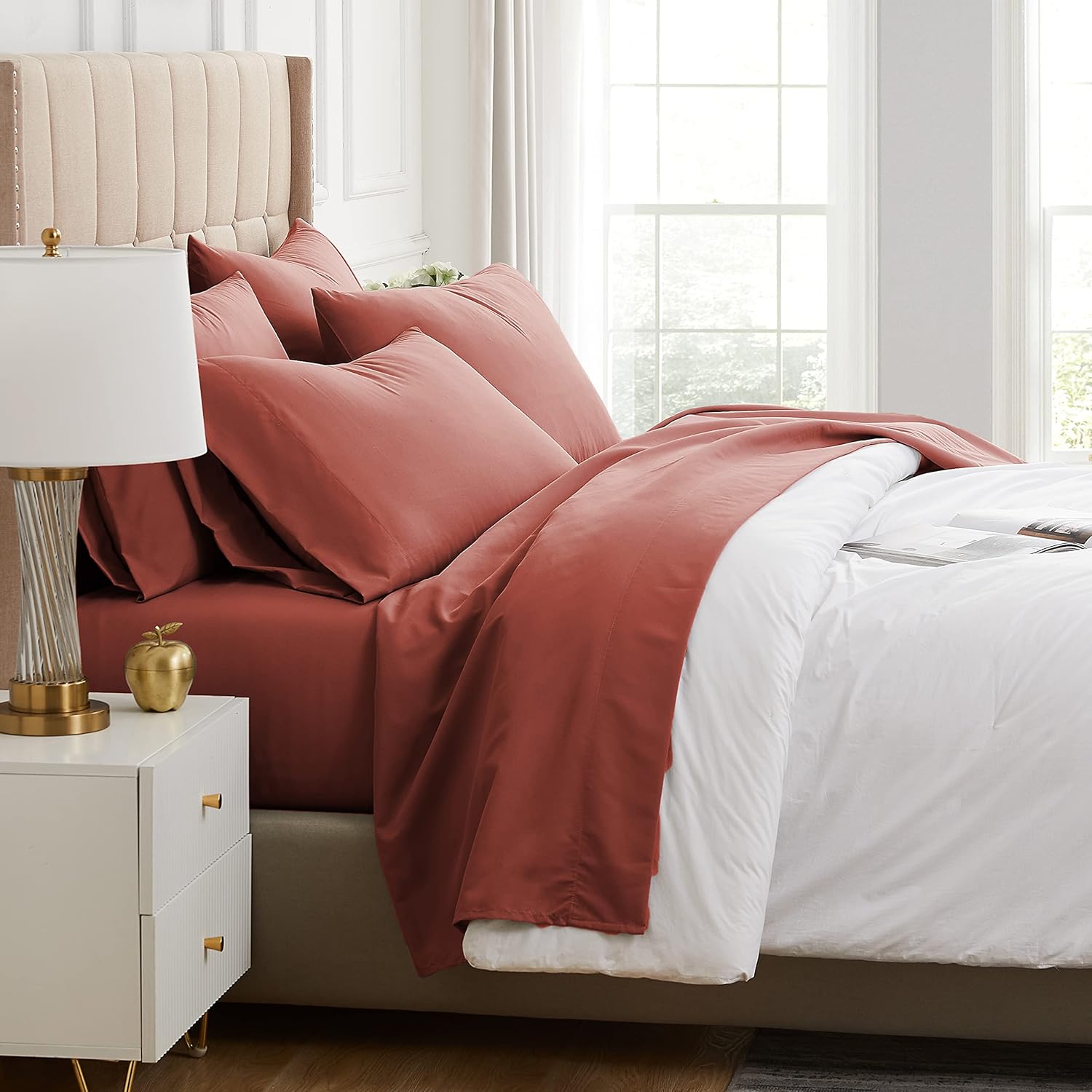 Southshore Fine Living, Inc. Colección Premium, juego de sábanas de 4 piezas, de bolsillo profundo, fácil cuidado, sin encogimiento, con 1 sábana