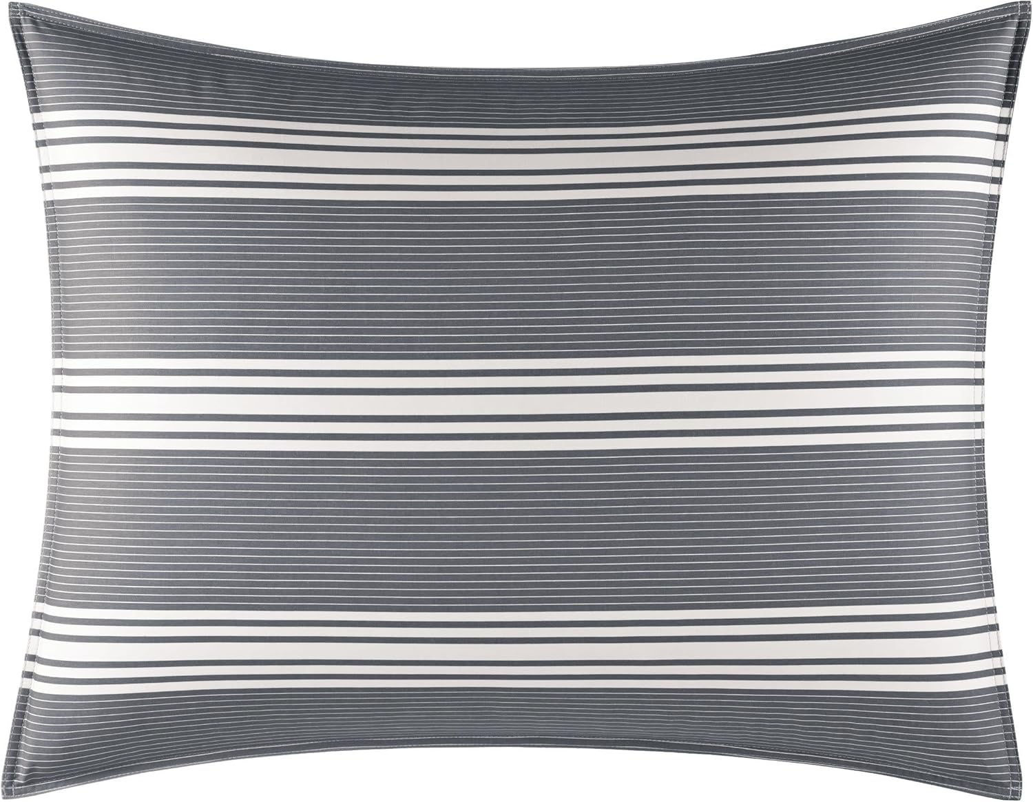 Nautica – Juego de edredón tamaño King, ropa de cama reversible de algodón con fundas a juego, elegante decoración del hogar (gris oscuro, King)