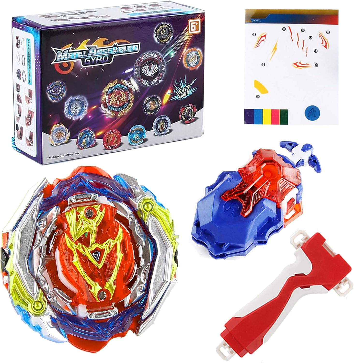 Zelzen Bey Burst Blade Gyro juguete, Bey Metal Fusion Spinning Battling Top Blades con lanzador de cuerda y asa, juegos de lucha de cumpleaños para