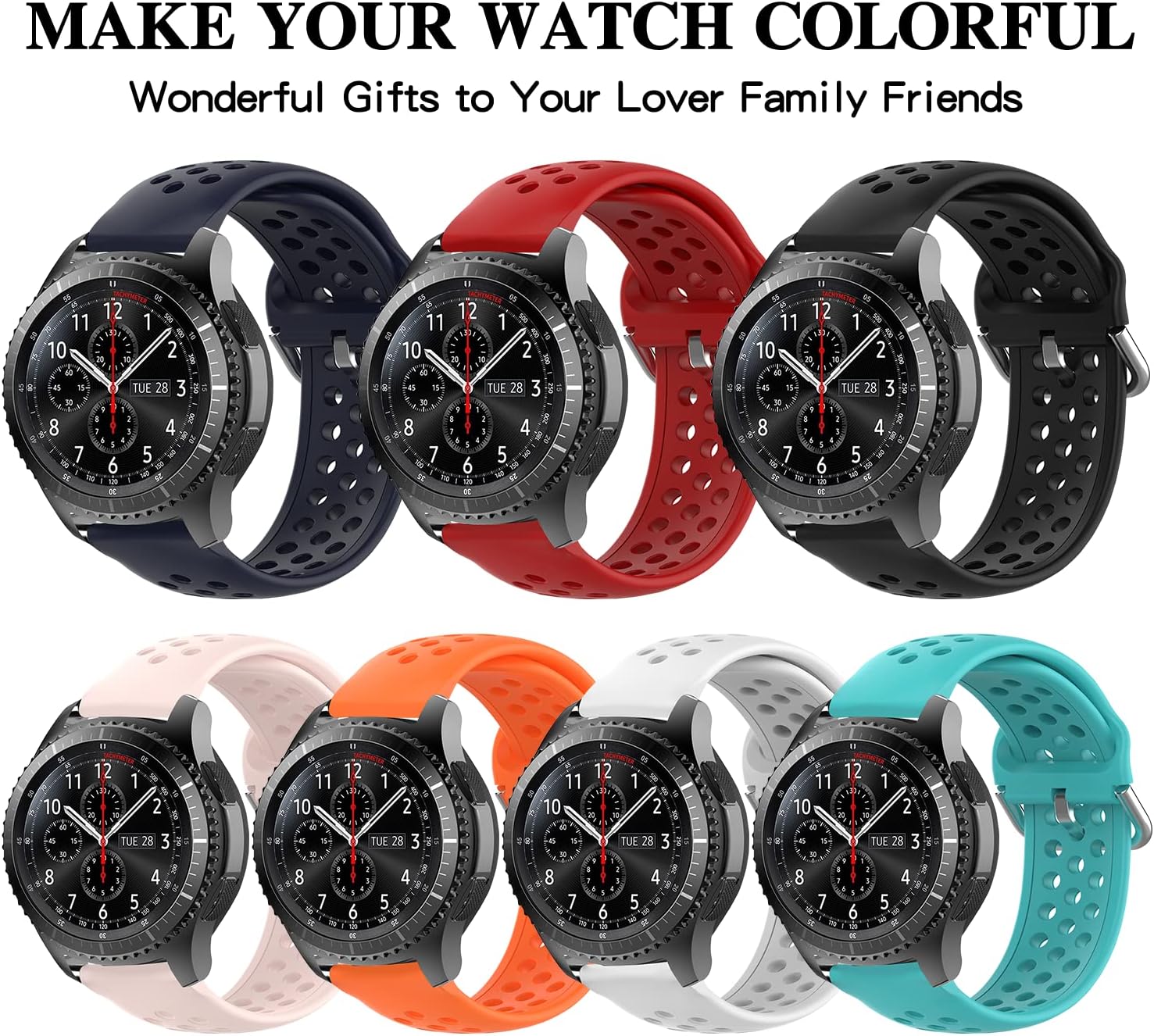 Correas de arcoíris de 0.866 in compatibles con Samsung Gear S3 ClassicFrontierGarmin Forerunner 255265745935945Vivoactive 4Venu 23Amazfit GTR 22e33