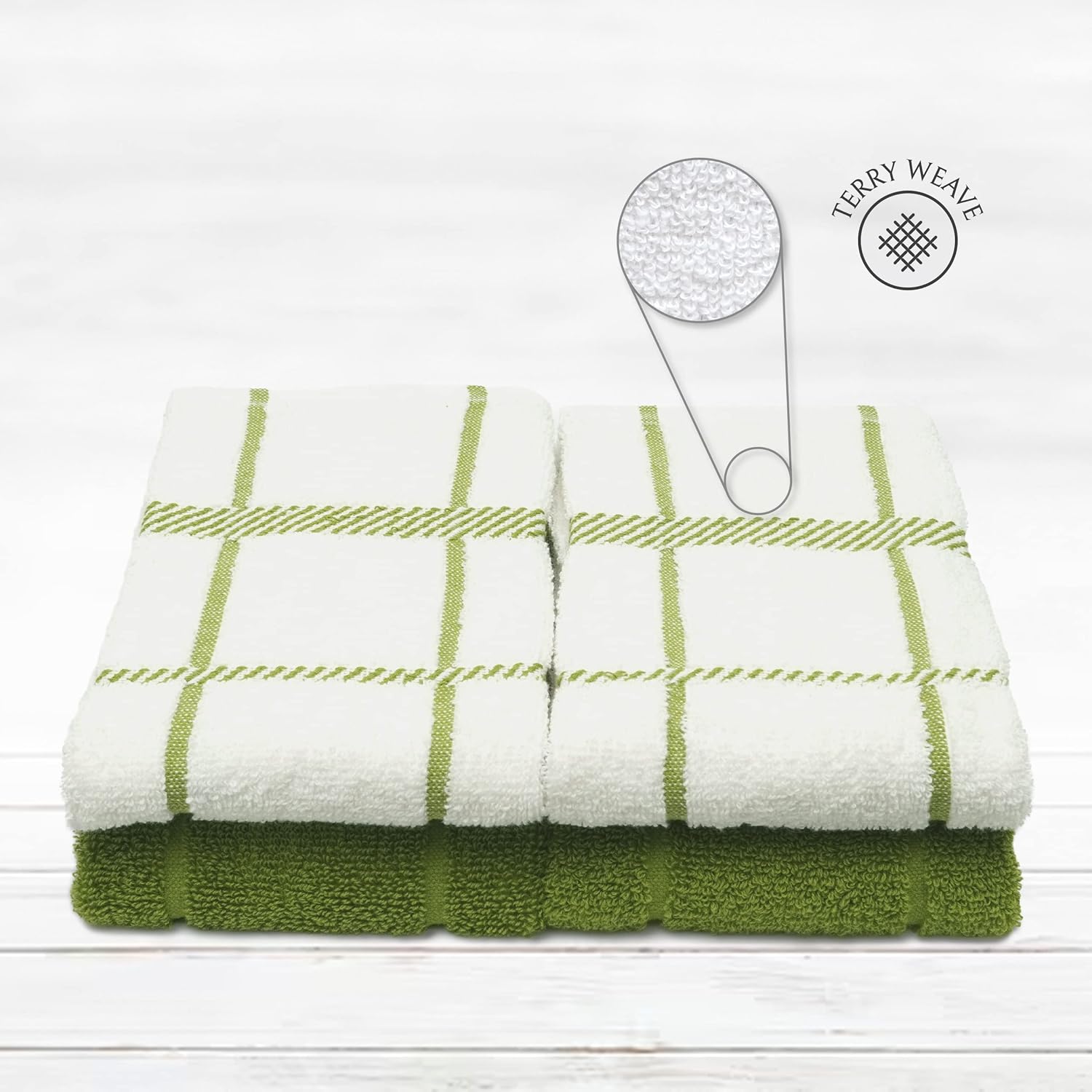 Mellow Buff Toallas de cocina de rizo 100% algodón, paquete de 4 unidades de 16 x 26 pulgadas, toallas de cocina súper suaves y absorbentes,