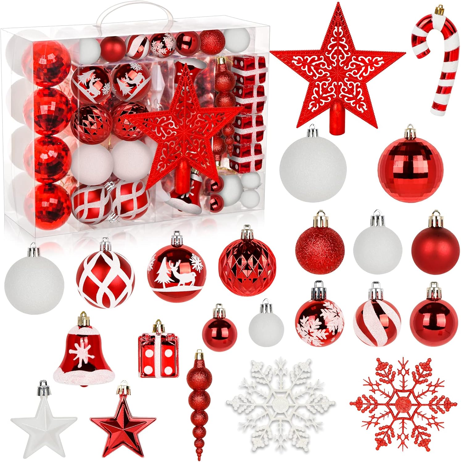 OurWarm 105 adornos de bolas de Navidad, juegos de adornos de Navidad inastillables para decoración de árbol de Navidad, vacaciones, hogar,