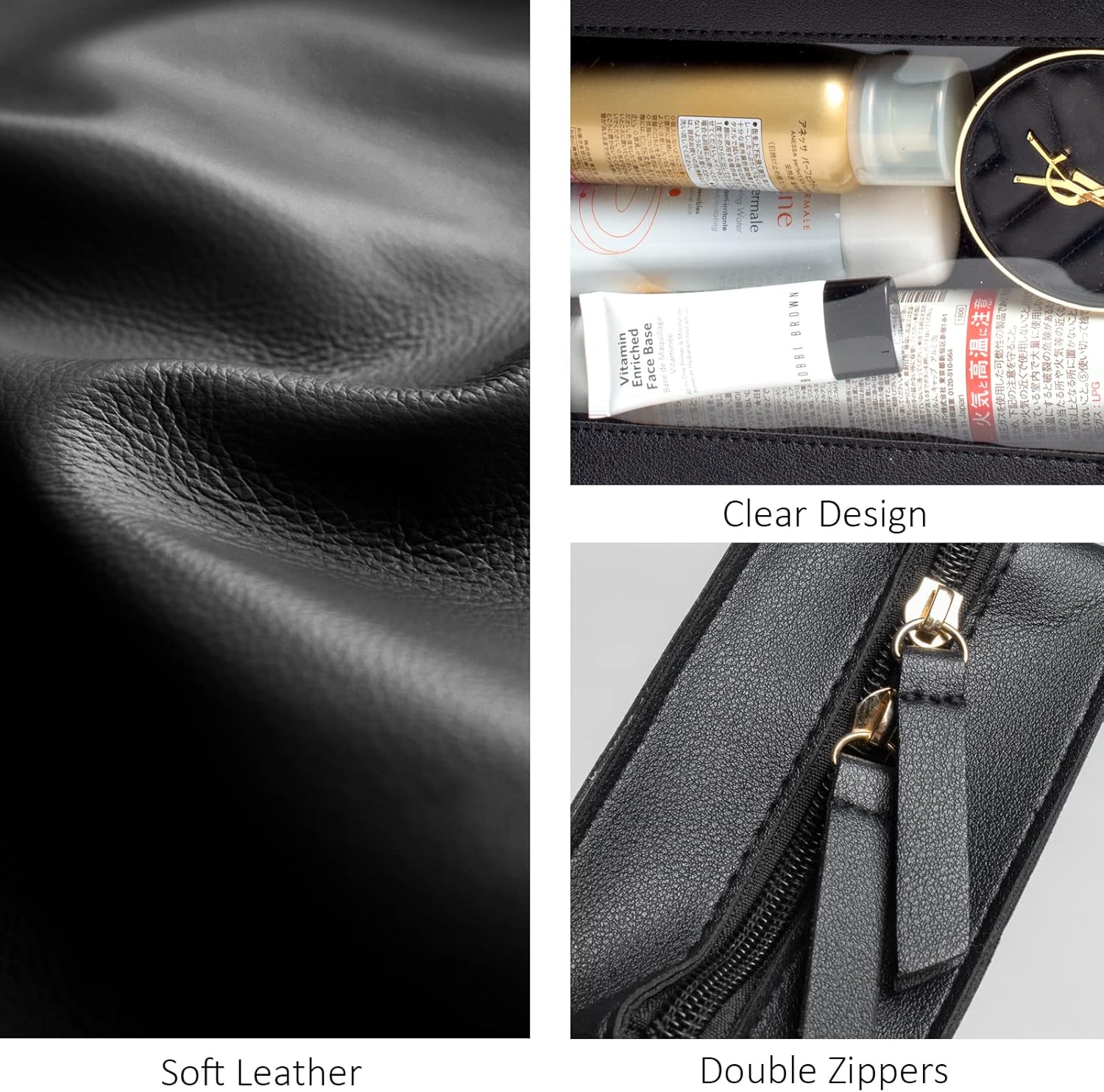 Bolsas de maquillaje transparentes, bolsa de aseo aprobada por la TSA con cremallera, organizador de maquillaje transparente para equipaje de mano,