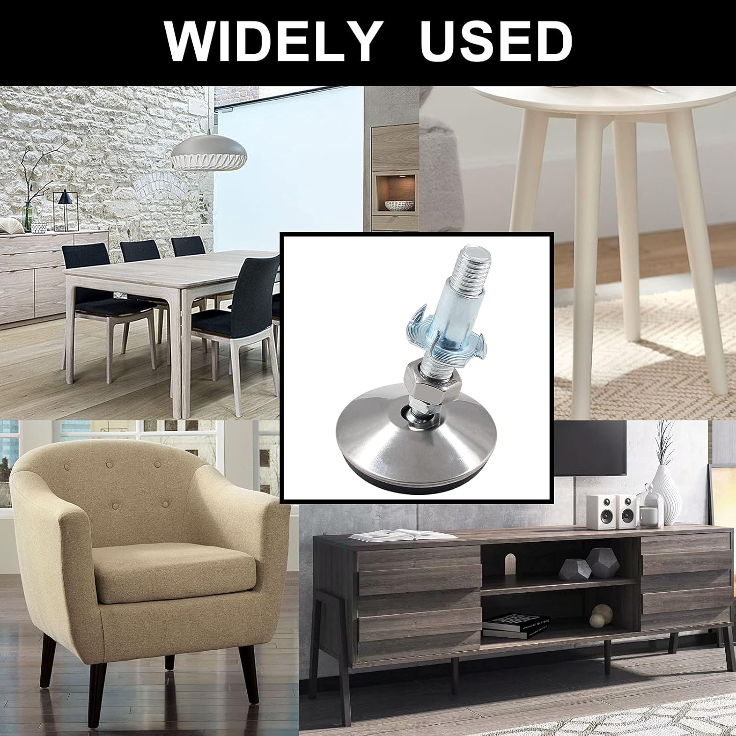 Juego de 4 pies niveladores giratorios ajustables, ajustadores de altura resistentes, pies niveladores de muebles para silla de mesa de gabinete,
