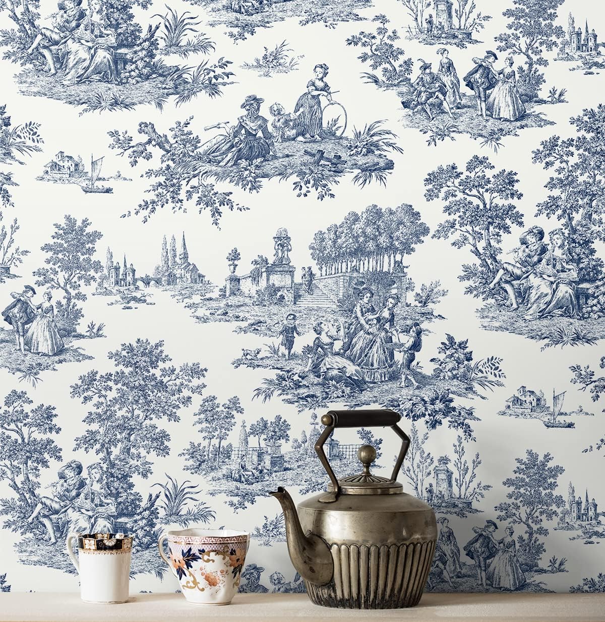 NextWall Chateau Toile – Papel tapiz autoadhesivo (azul marino)