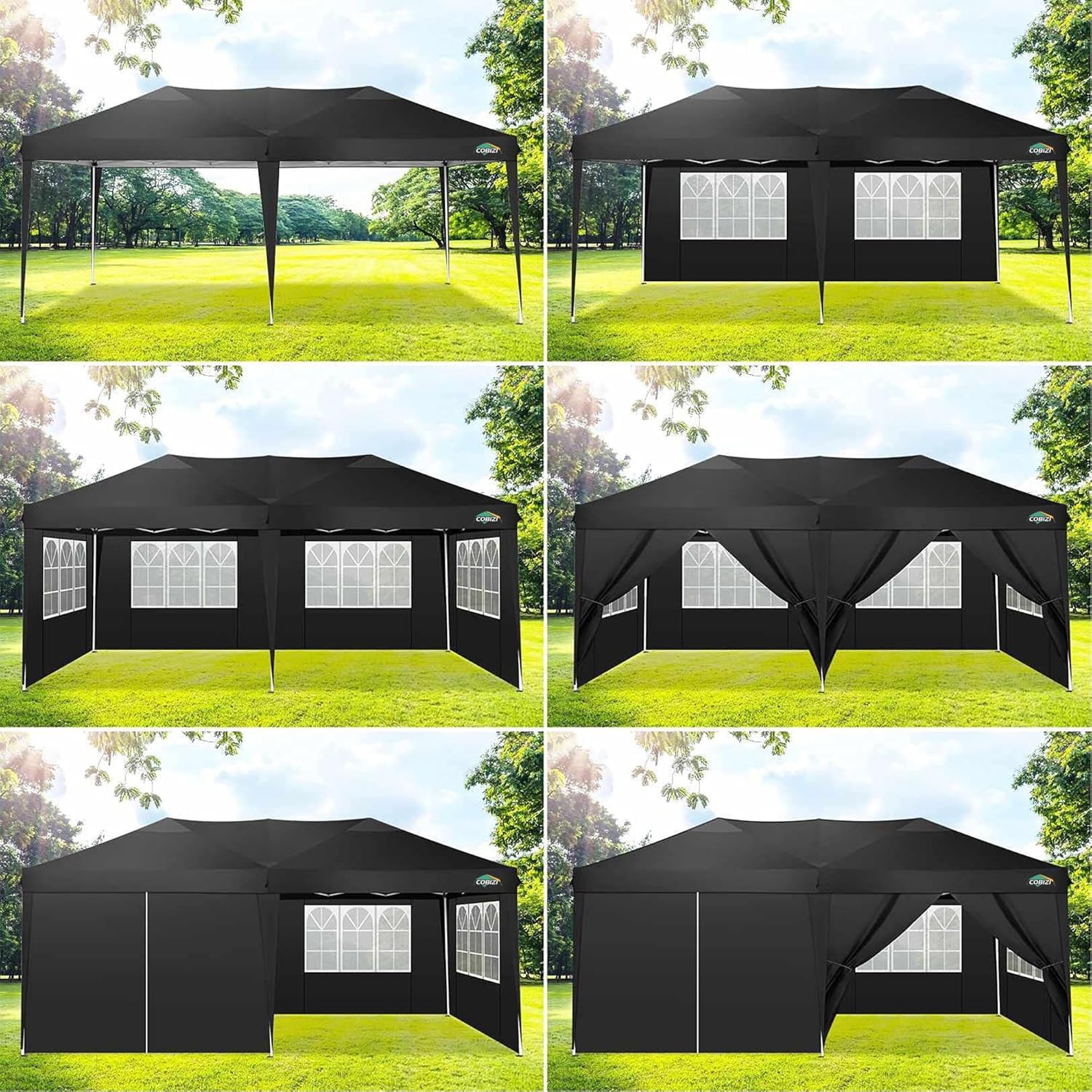 COBIZI Tienda de campaña desplegable de 10 x 20 pulgadas, impermeable, refugio instantáneo comercial, para exteriores, carpa para fiestas, con bolsa