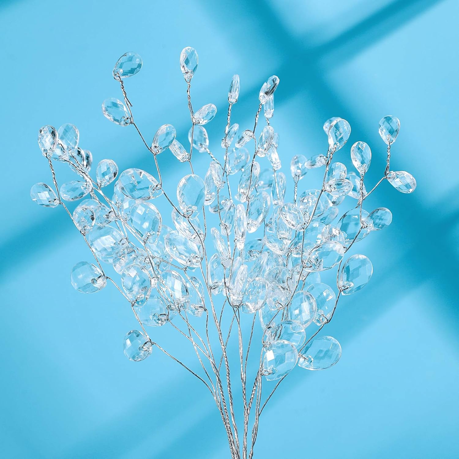 IMIKEYA 50 piezas de tallos de gota de cuentas acrílicas de cristal, ramos artificiales, tallos florales transparentes, aerosoles decorativos para