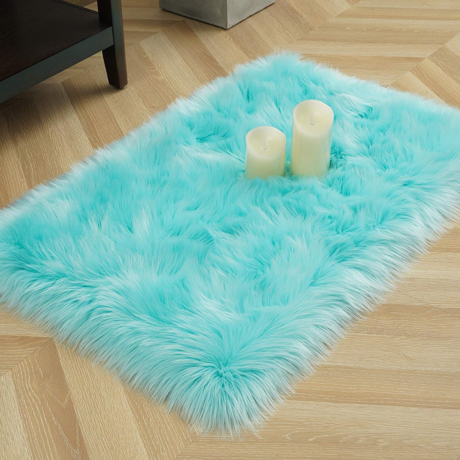 LOCHAS Alfombra mullida ultrasuave, alfombra de pelo sintético de oveja, para el dormitorio, para colocar junto a la cama, para la sala, para el
