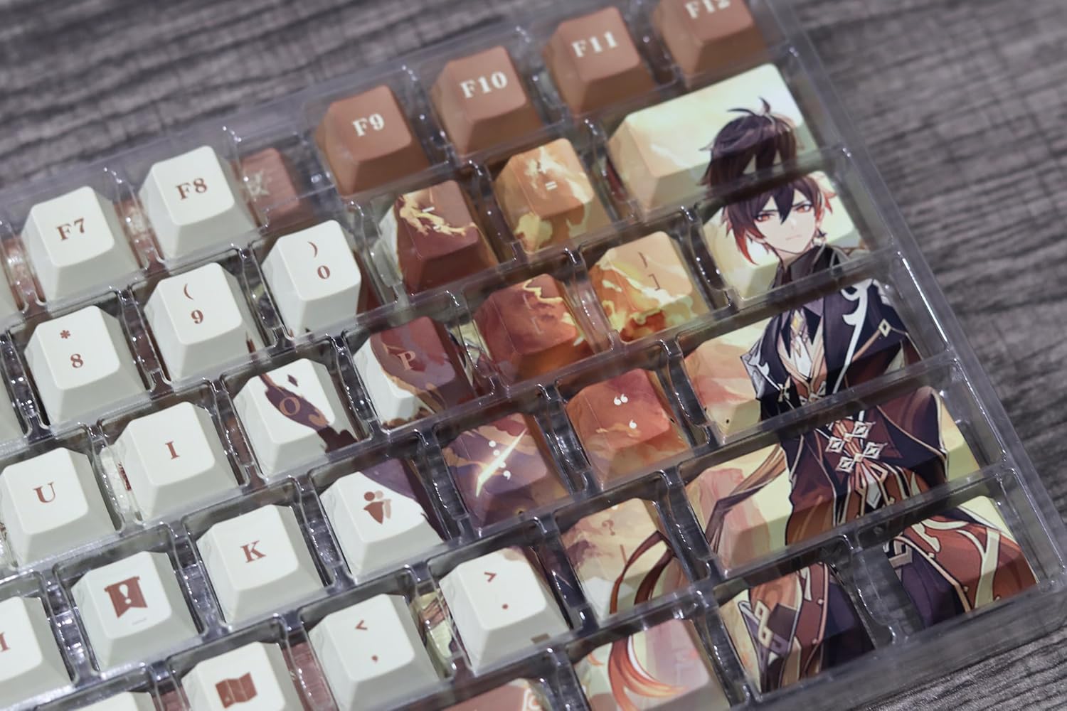 Glacier Genshin – Juego completo de teclas de impacto para teclado mecánico, perfilado de cerezas, sublimación de tinte PBT, compatible con