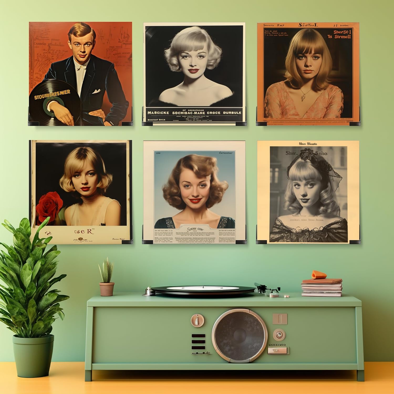 LANXGNAN Estante de pared de vinilo negro, soporte de exhibición de discos de vinilo acrílico para mostrar tu lectura diaria de LP en la oficina y