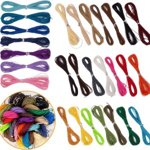AIEX Cuerda de poliéster encerado de 0.039 in, 28 colores, 306 yardas, hilo de cera para joyería DIY, collar, pulsera, 32.8 ft cada color (28 piezas) AIEX Cuerda de poliéster encerado de 0.039 in, 28 colores, 306 yardas, hilo de cera para joyería DIY, collar, pulsera, 32.8 ft cada color (28 piezas)