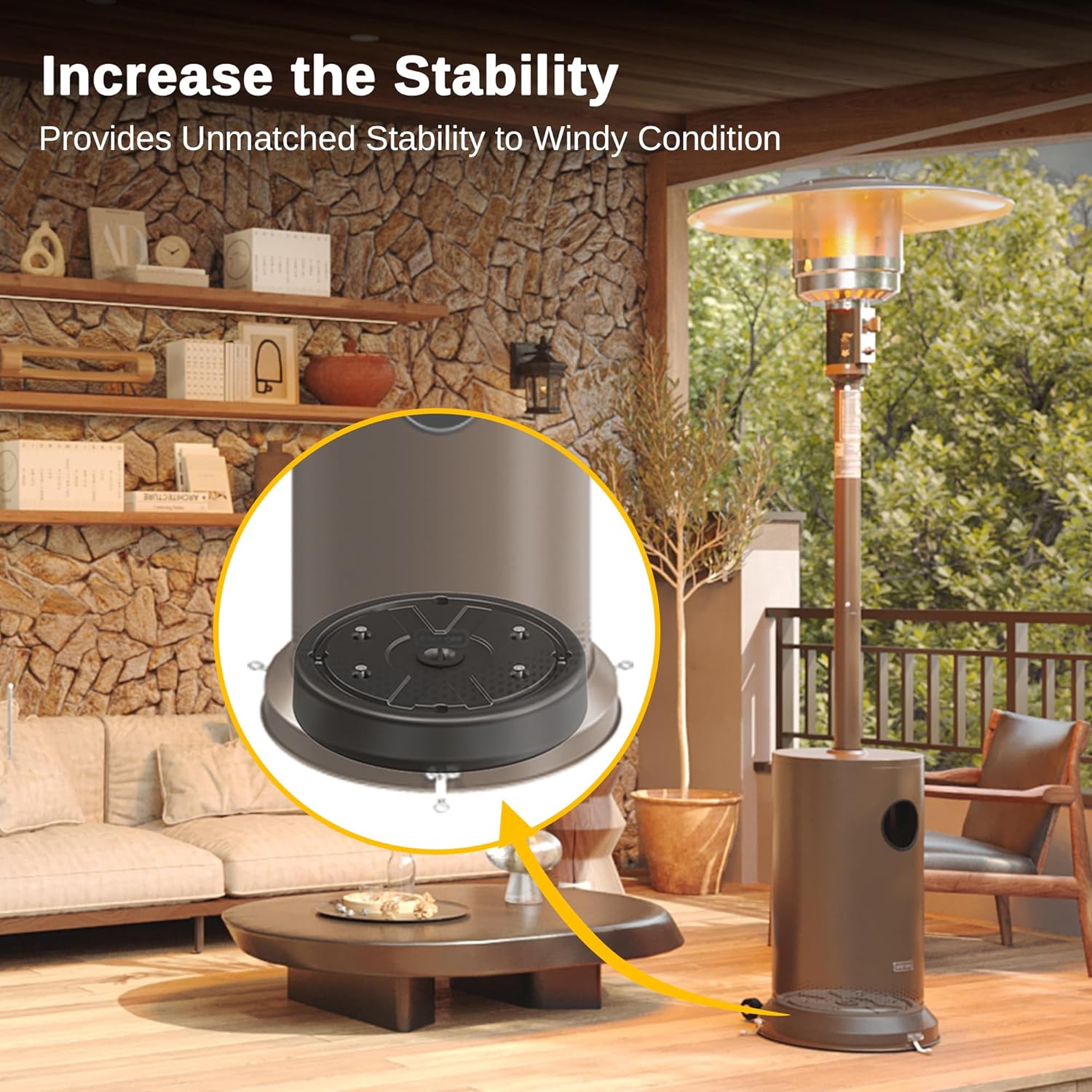 EAST OAK Calentador de patio caja de arenacaja de agua como accesorio para calentador de patio, capacidad máxima de 26.45 libras. Se utiliza para
