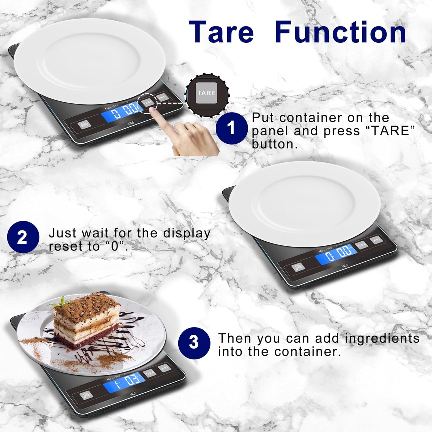 hito Báscula de alimentos, báscula digital de cocina de 33 libras, peso gramos y onzas, impermeable, recargable, para pérdida de peso, cocinar y