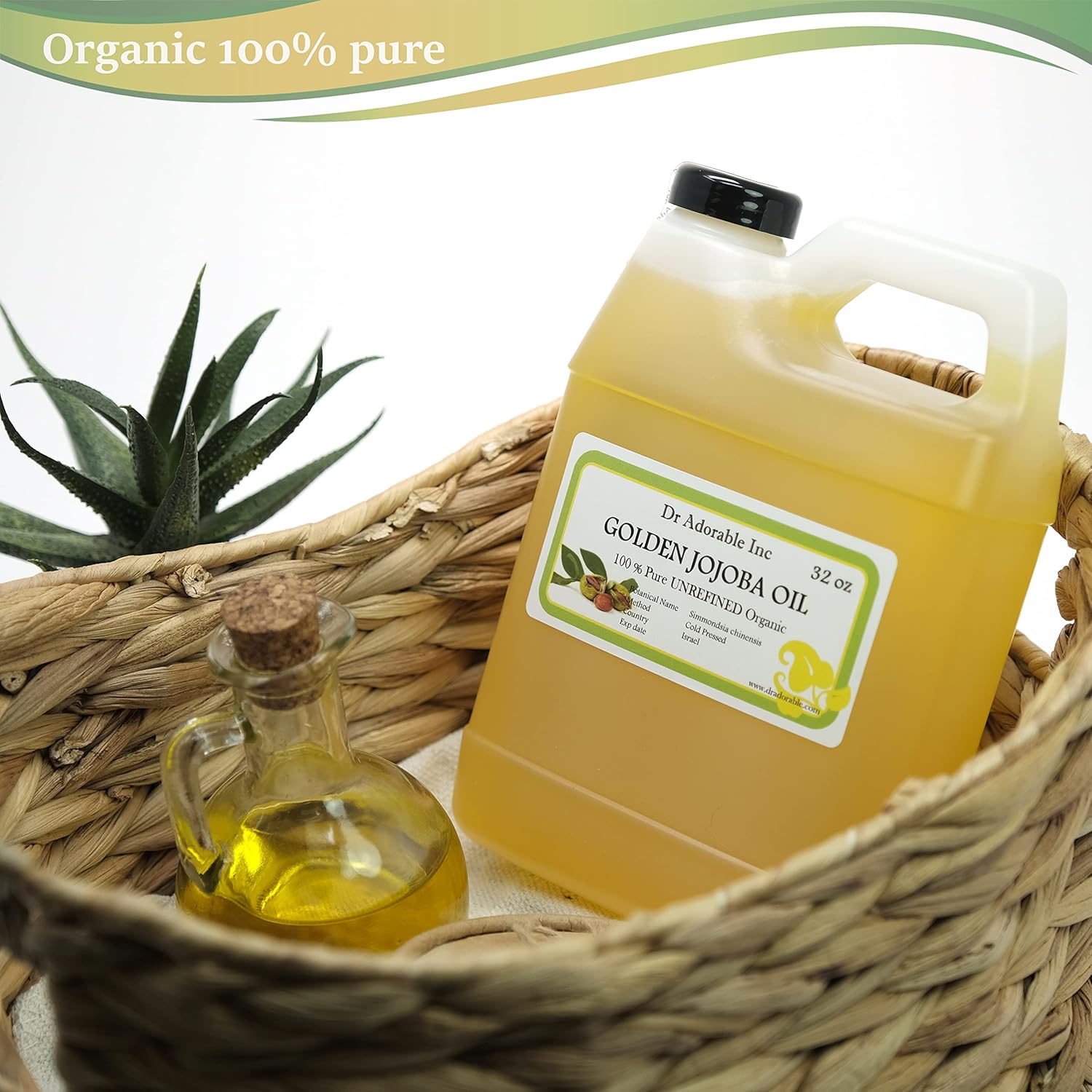 Dr Adorable – 32 oz – Aceite de jojoba dorado – 100% puro natural sin refinar orgánico prensado en frío