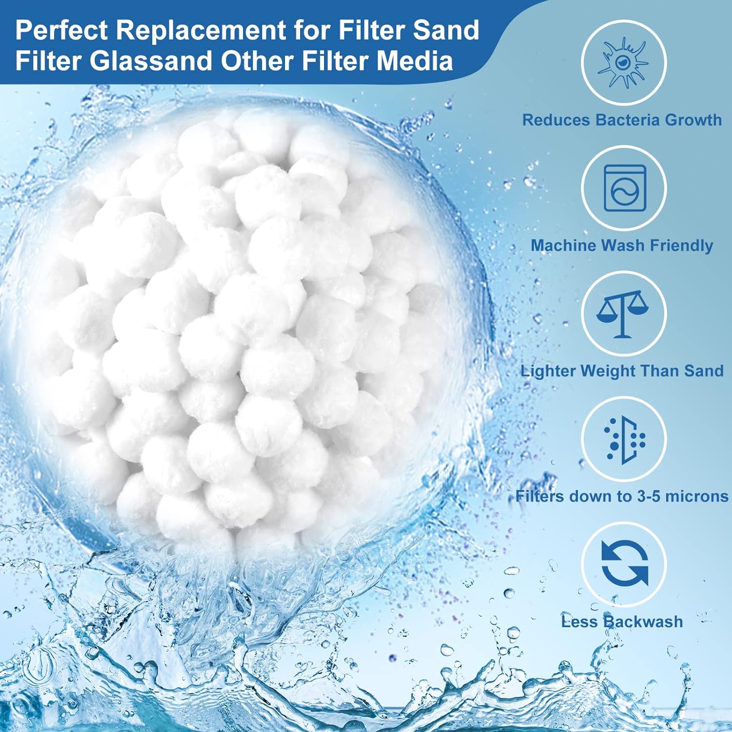 Bolas de filtro de piscina de 3.1 libras para filtro de arena, cartuchos de medios de filtro de arena ecológicos, repuesto para bomba de filtro de