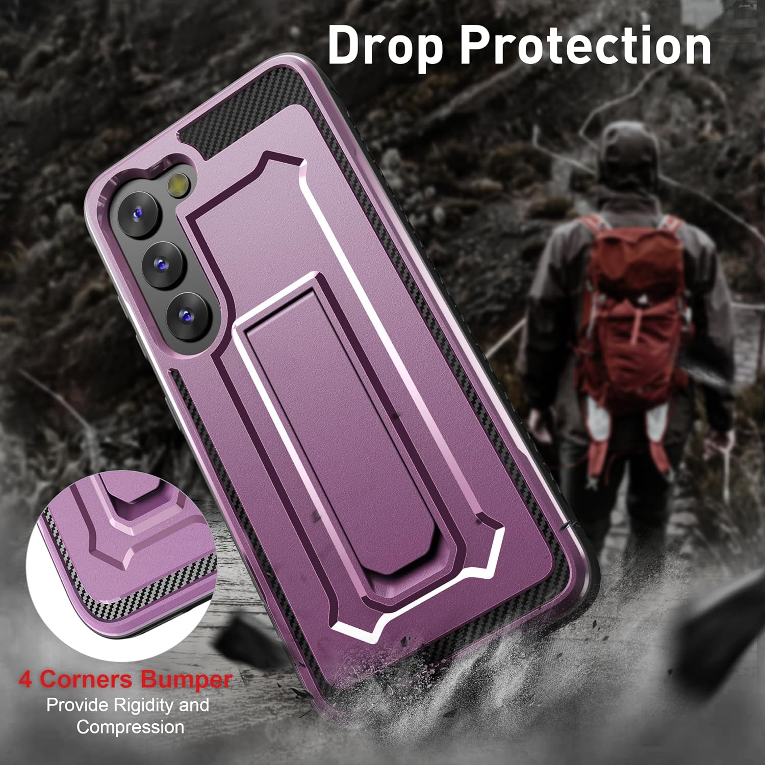 Funda diseñada para Samsung Galaxy S23 con protector de pantalla, resistente funda protectora militar para teléfono Samsung Galaxy S23, soporte