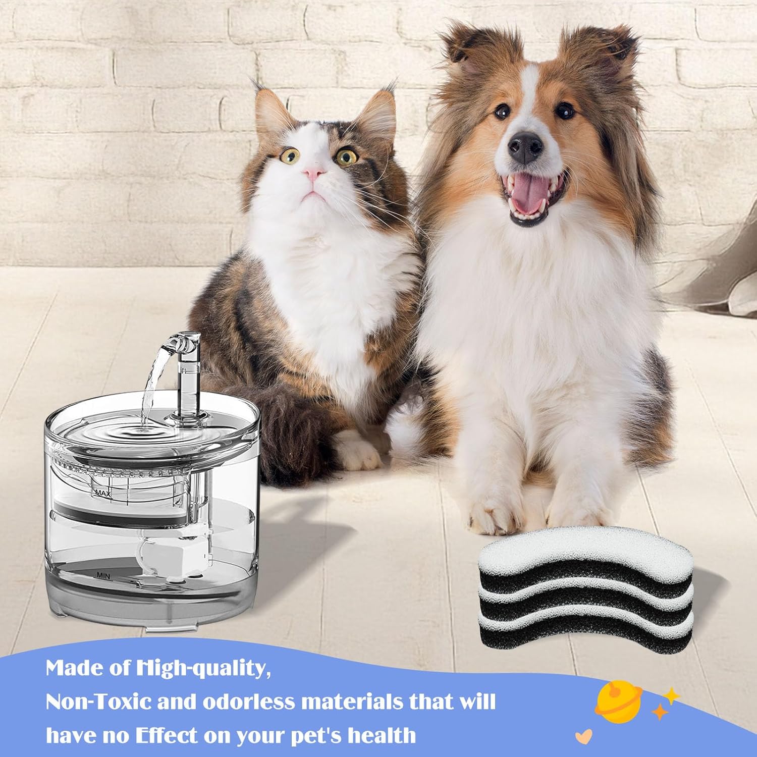 YASUOA Filtros de fuente de agua para gatos, paquete de 12 filtros de fuente de agua de repuesto para gatos, fuente de agua apta para fuente