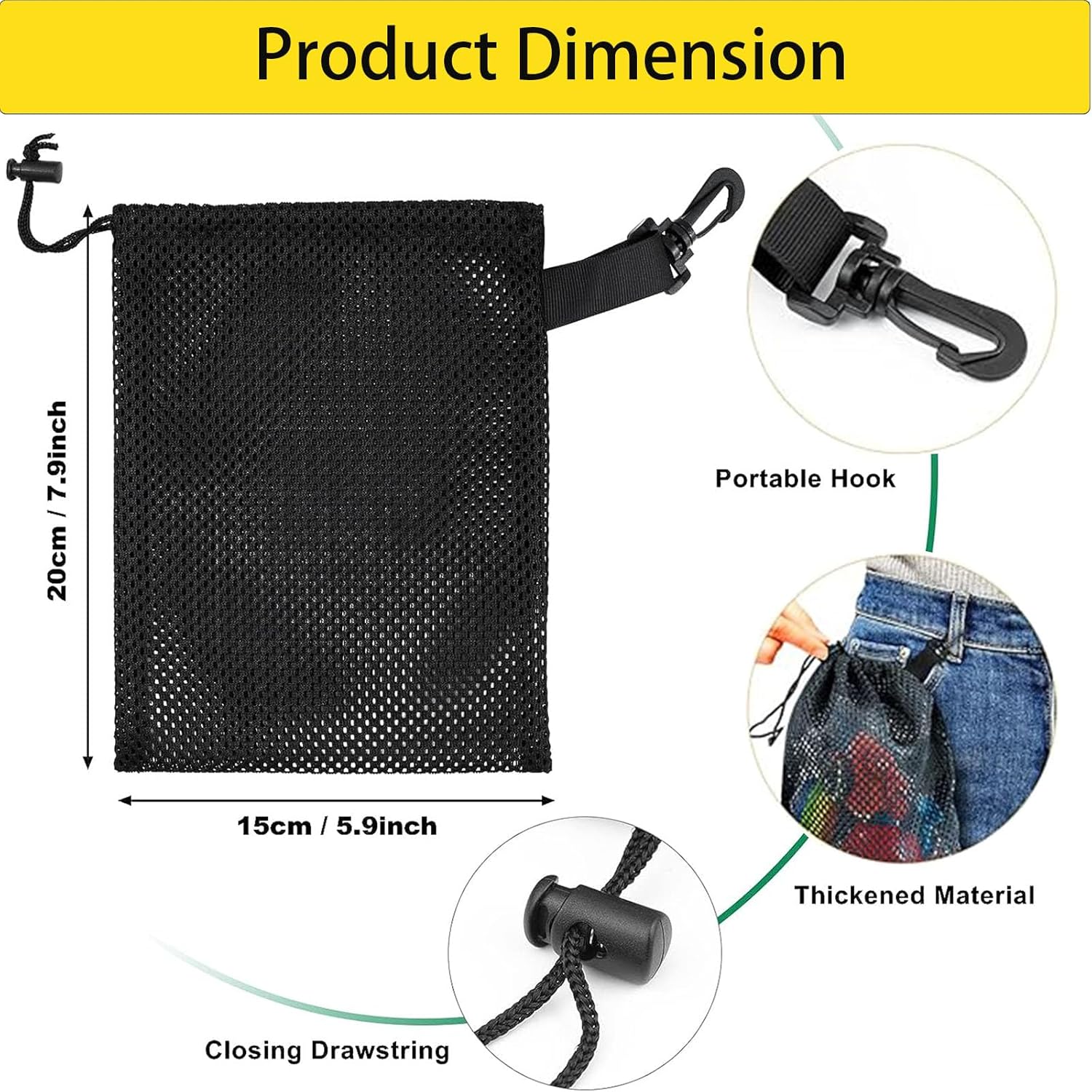 10 bolsas de malla con cordón con clips, bolsas de almacenamiento portátiles de nailon de 5.9 x 7.9 pulgadas con cordón deslizante para juguetes,