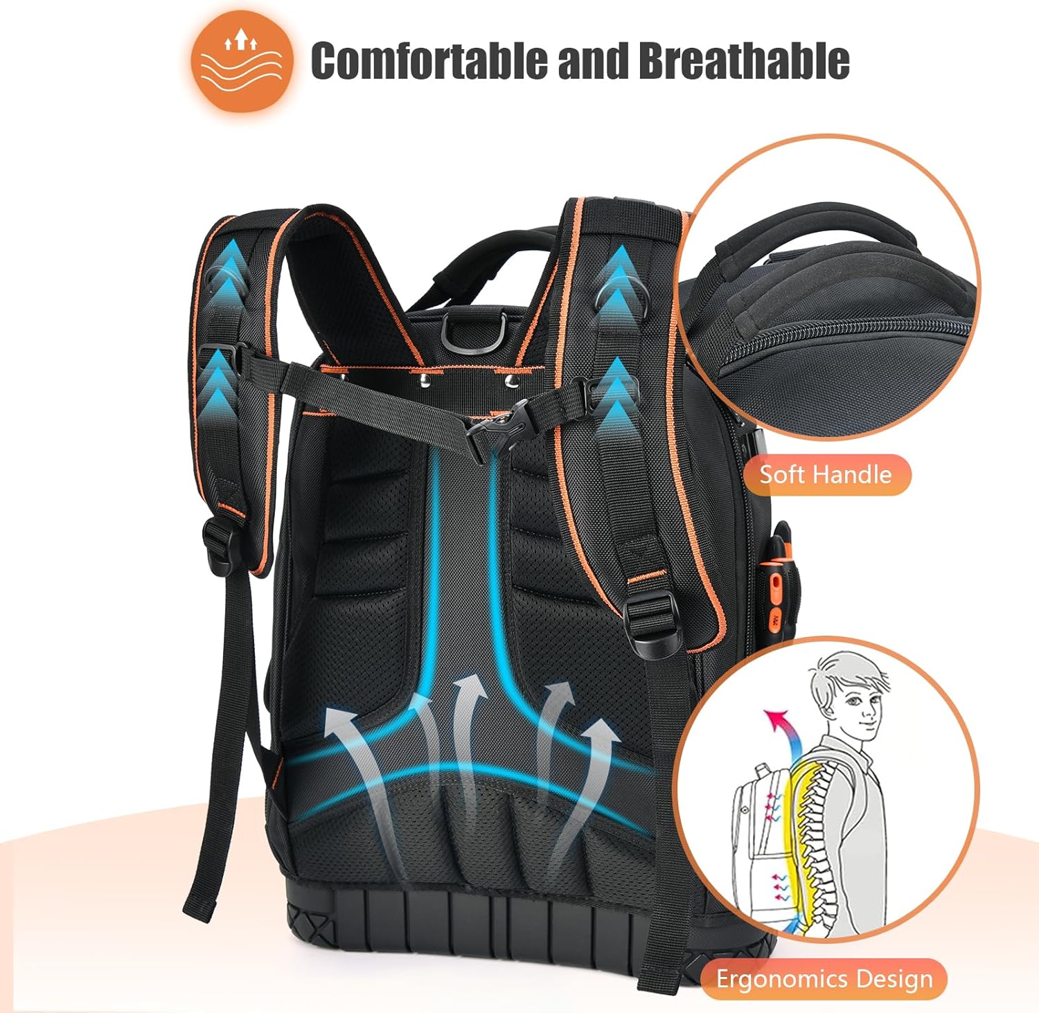 Mochila bolsa de herramientas – Mochila de herramientas resistente para hombres, mochila de herramientas HVAC con base moldeada sólida bolsas