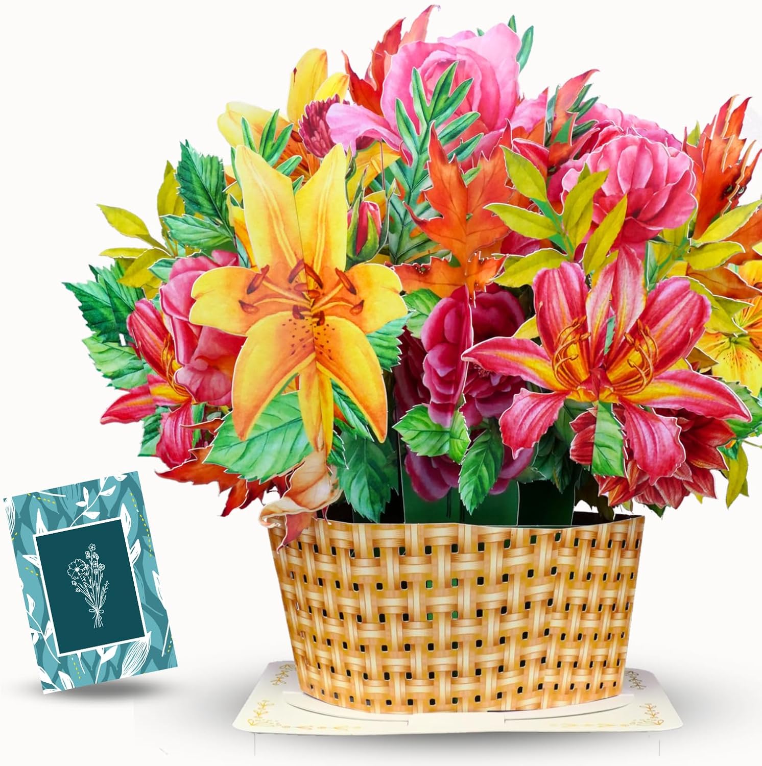eGoHi Tarjeta grande de papel para cesta de flores, tarjetas emergentes, 9 pulgadas con tarjeta de notas y sobre – Golden Fiesta