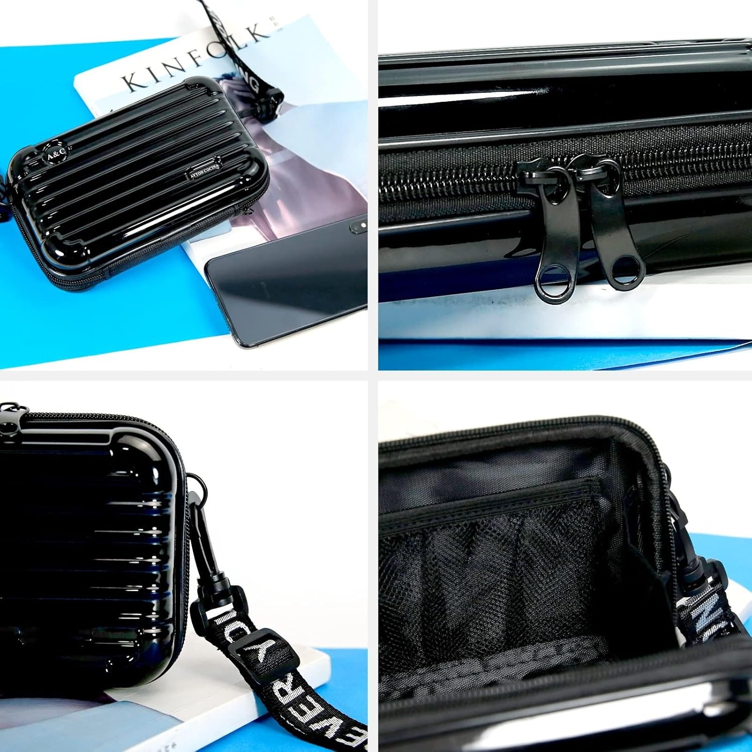 Mini maleta de moda para mujer, estuche de viaje rígido para cosméticos, bolsa de maquillaje, mini bolso de equipaje, bolso cruzado