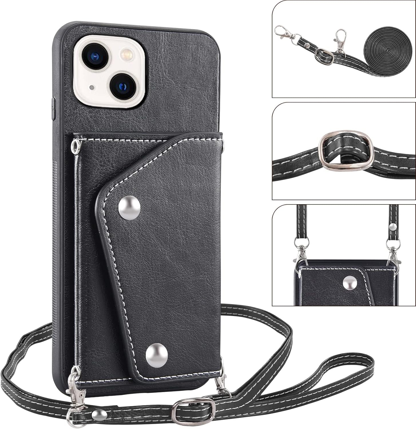 Asuwish Funda de teléfono para iPhone 13 Mini de 5.4 pulgadas, funda tipo cartera con protector de pantalla y soporte para tarjeta de crédito,