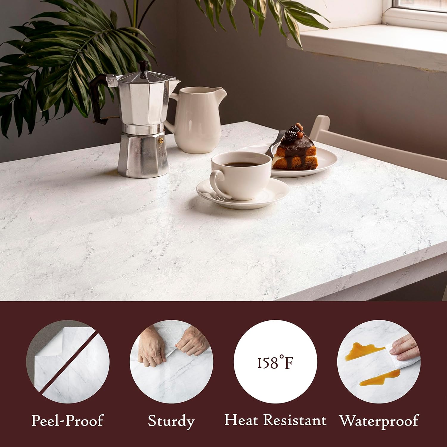 Very Berry Sticker – Papel adhesivo removible con apariencia de mármol o granito para encimera de cocina, apto para espacios alquilados (24 x 118
