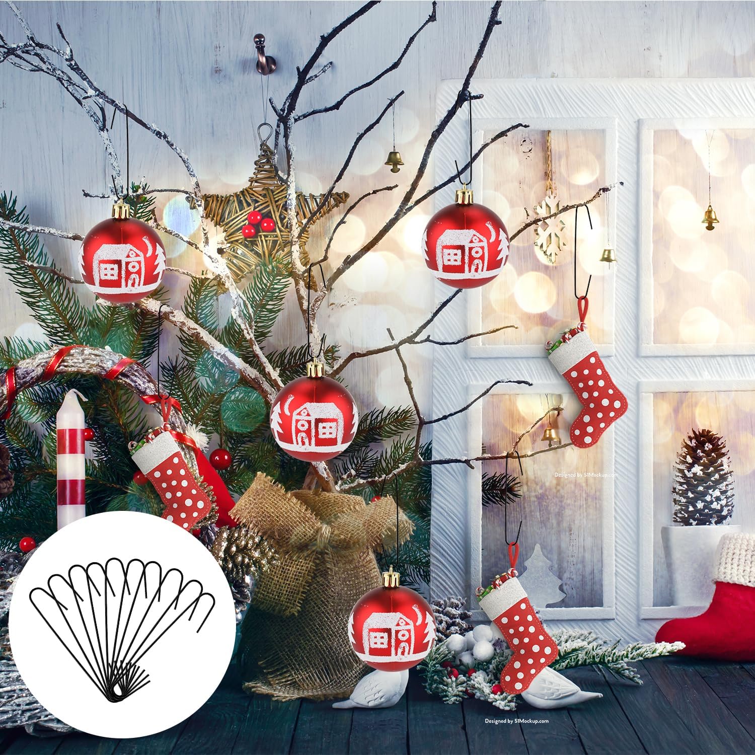 120 ganchos para adornos de Navidad, ganchos flexibles de 0.5 x 2.5 pulgadas, ganchos de metal, ganchos de árbol de Navidad, ganchos para decoración