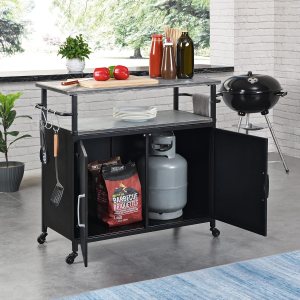 FirsTime & Co. Nuevo y mejorado Black Davidson – Carro de cocina para exteriores, mesa de patio portátil, mesa de trabajo de metal para preparación FirsTime & Co. Nuevo y mejorado Black Davidson – Carro de cocina para exteriores, mesa de patio portátil, mesa de trabajo de metal para preparación
