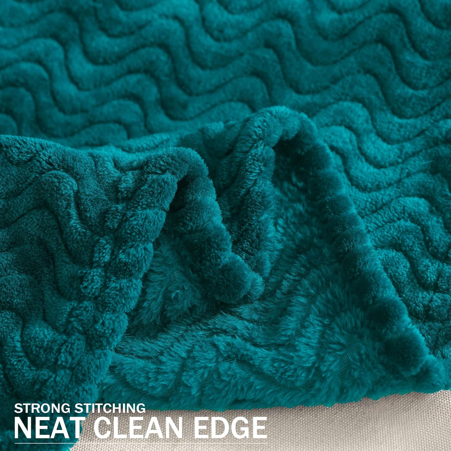 Exclusiva Mezcla – Manta de franela grande de 50 x 70 in, tejido jacquard con diseño de ondas, suave, ligera y decorativa