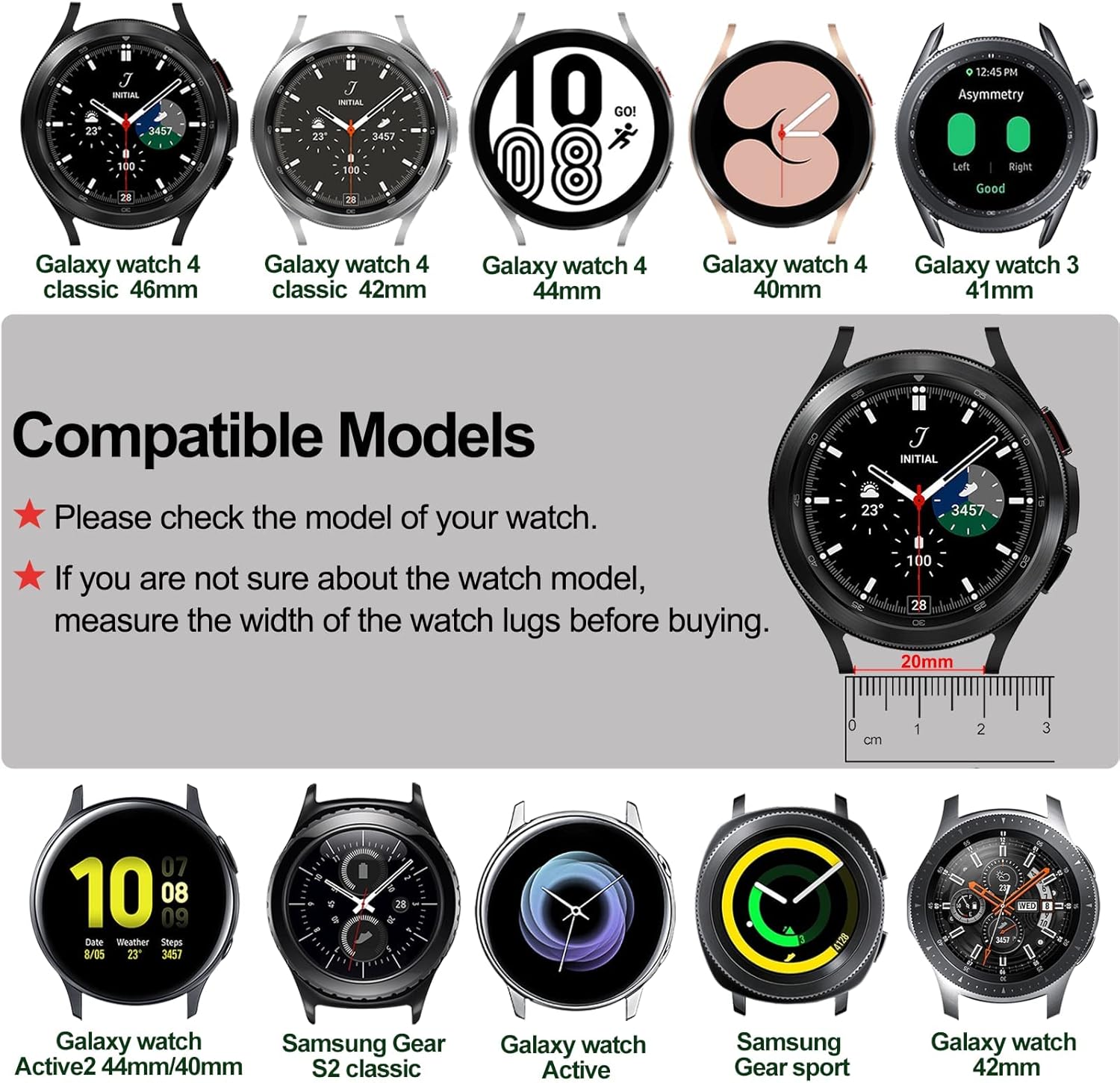 ZPJPPLX Correas de reloj de 0.787 in para Galaxy Watch 5 y 5 Pro, correas de metal de acero inoxidable para Samsung Galaxy Watch 4 y Watch 4