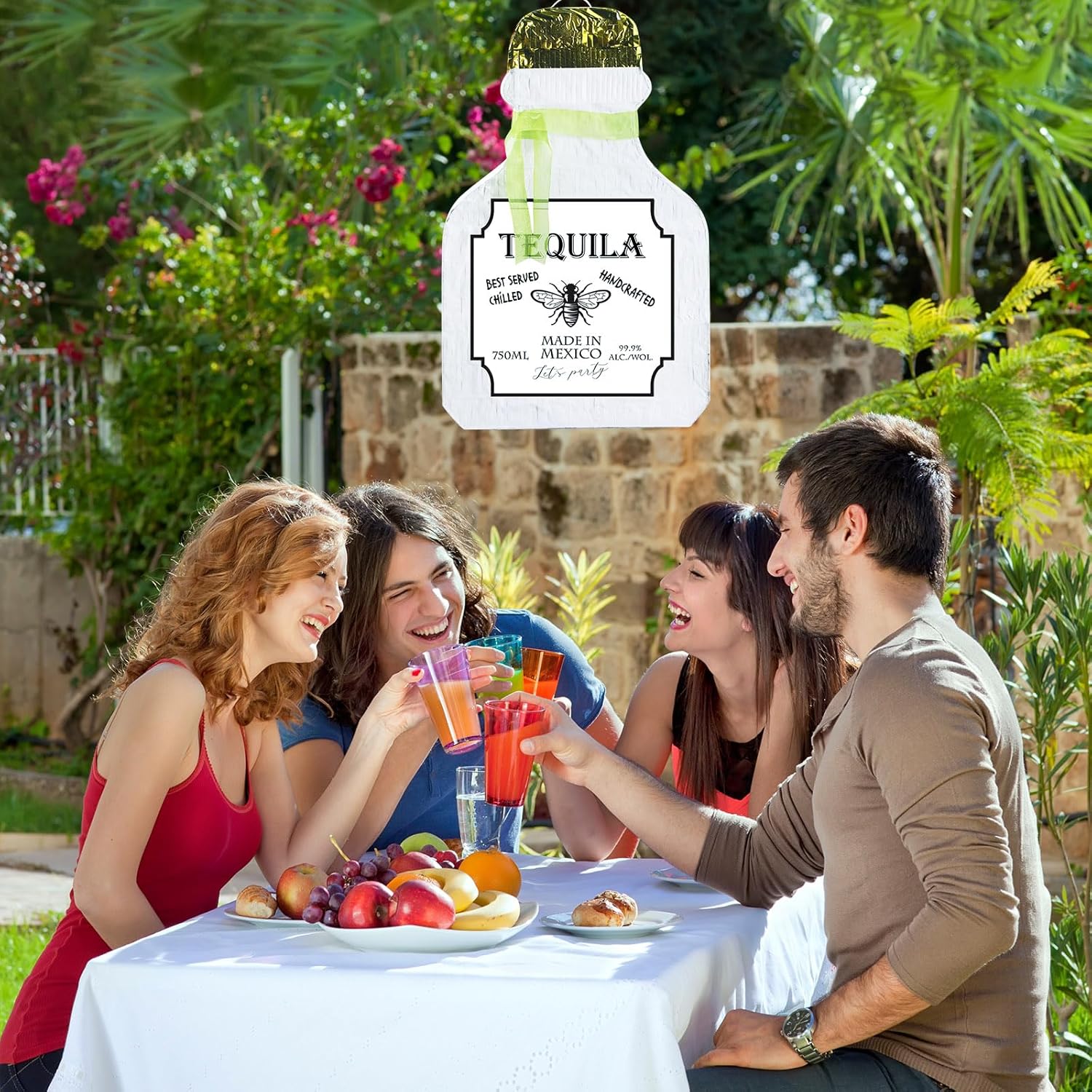 Panelee Piñata adulta con borla con borla para los ojos vendados, taza de cerveza, piñatas de whisky champán, botella de tequila, juego de piñata