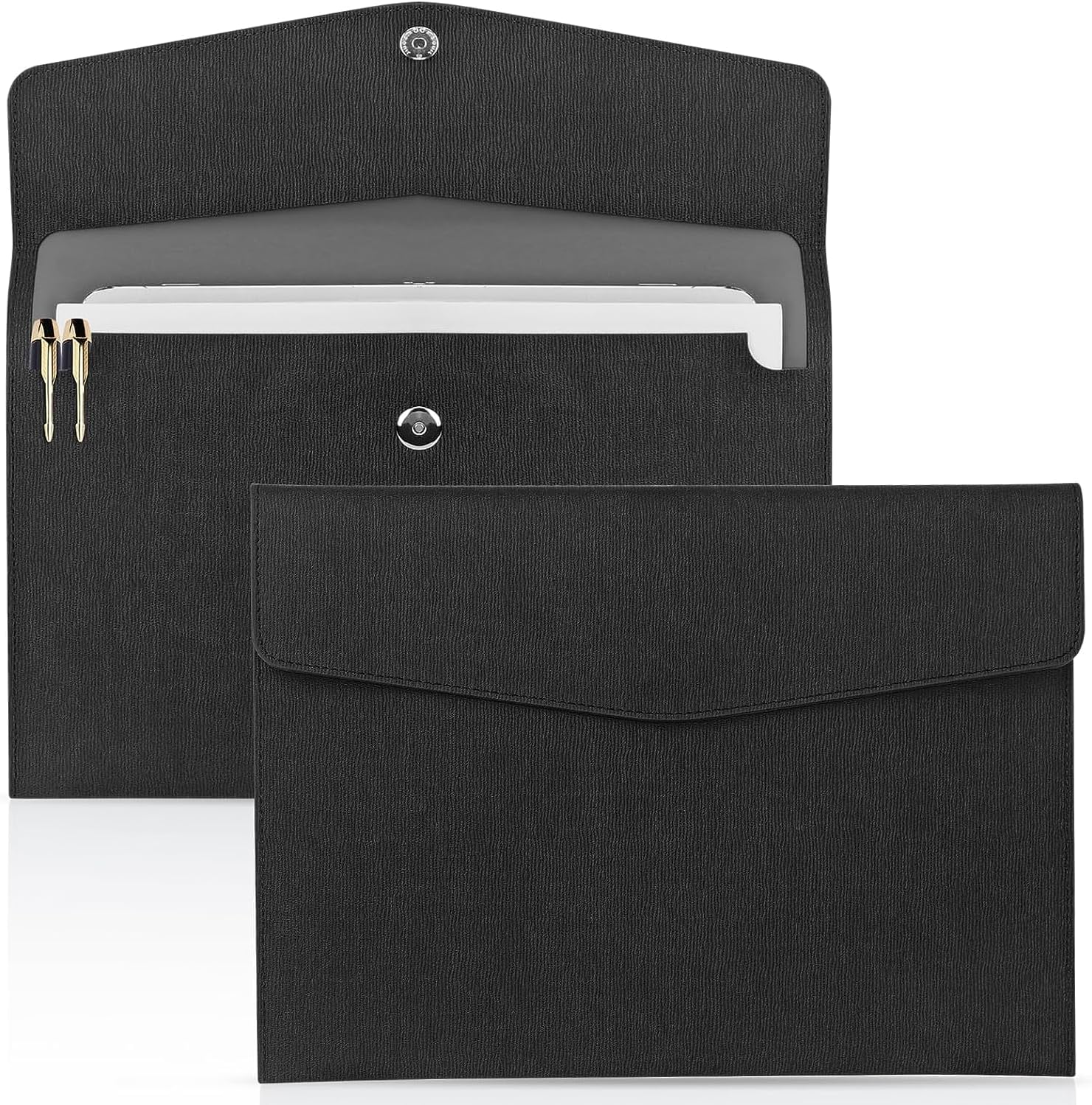 Classycoo – Carpeta de archivos de documentos, impermeable, delgada, de piel sintética, tamaño A4, organizador de archivos, estuche de