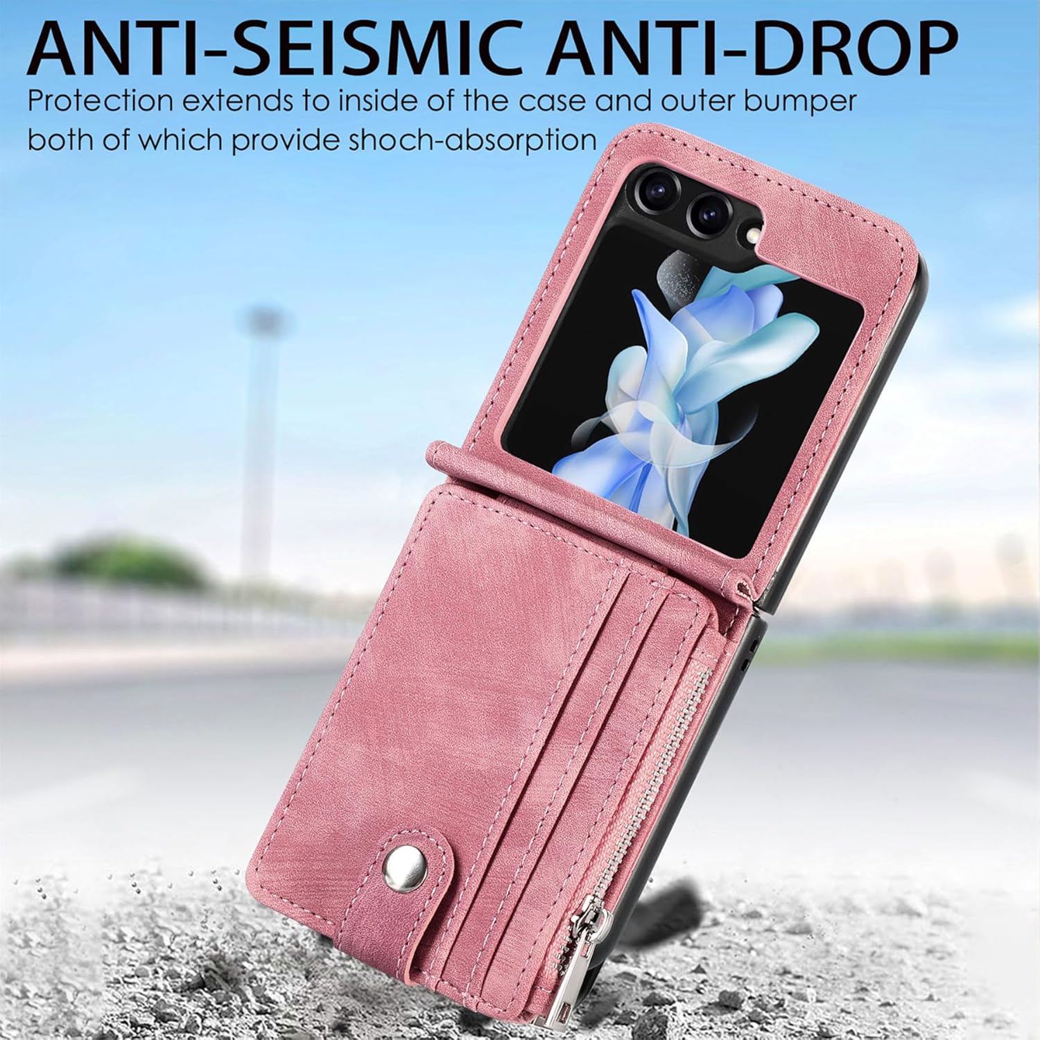ZCDAYE Funda tipo cartera para Samsung Galaxy Z Flip 5, funda para Samsung Z Flip 5 (2023), funda de cuero para Samsung Galaxy Z Flip 5 con