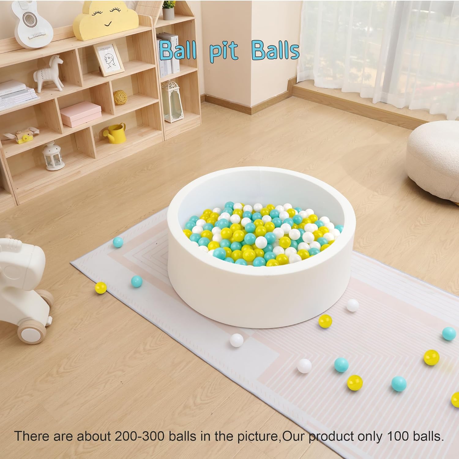 Pelotas de bolas 100, bolas de plástico a prueba de aplastamiento para bebés de 1 a 3 años con bolsa de malla, 3 colores (2.17 pulgadas), verde