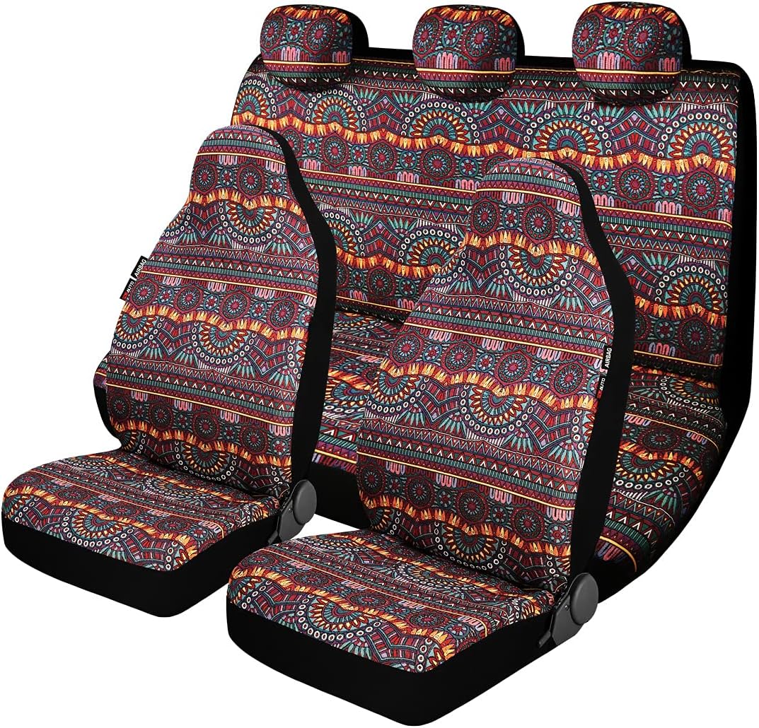 P&J – Manta duradera para asiento de cubo para automóvil, diseño bohemio mágico, ajuste universal para autos, SUV, camionetas, furgonetas