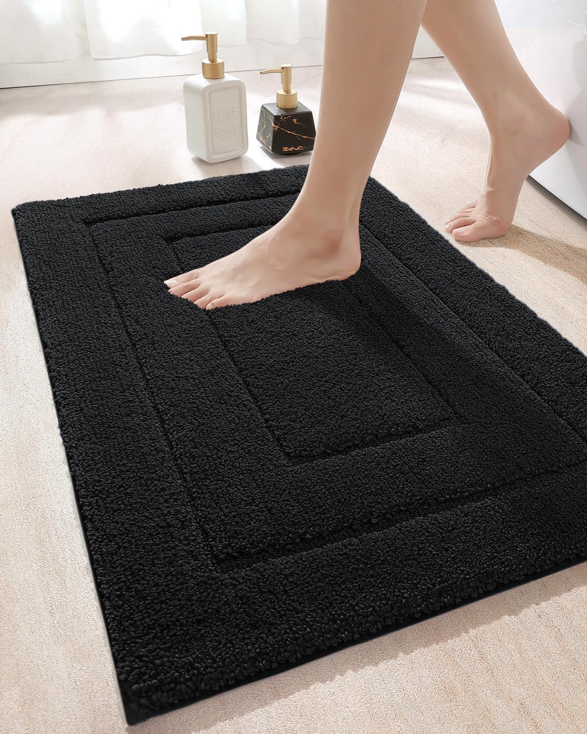 DEXI Alfombra de baño, extra suave, absorbente, de alta calidad, antideslizante, cómoda, alfombra para bañera, ducha, baño, lavable a máquina, 20 x
