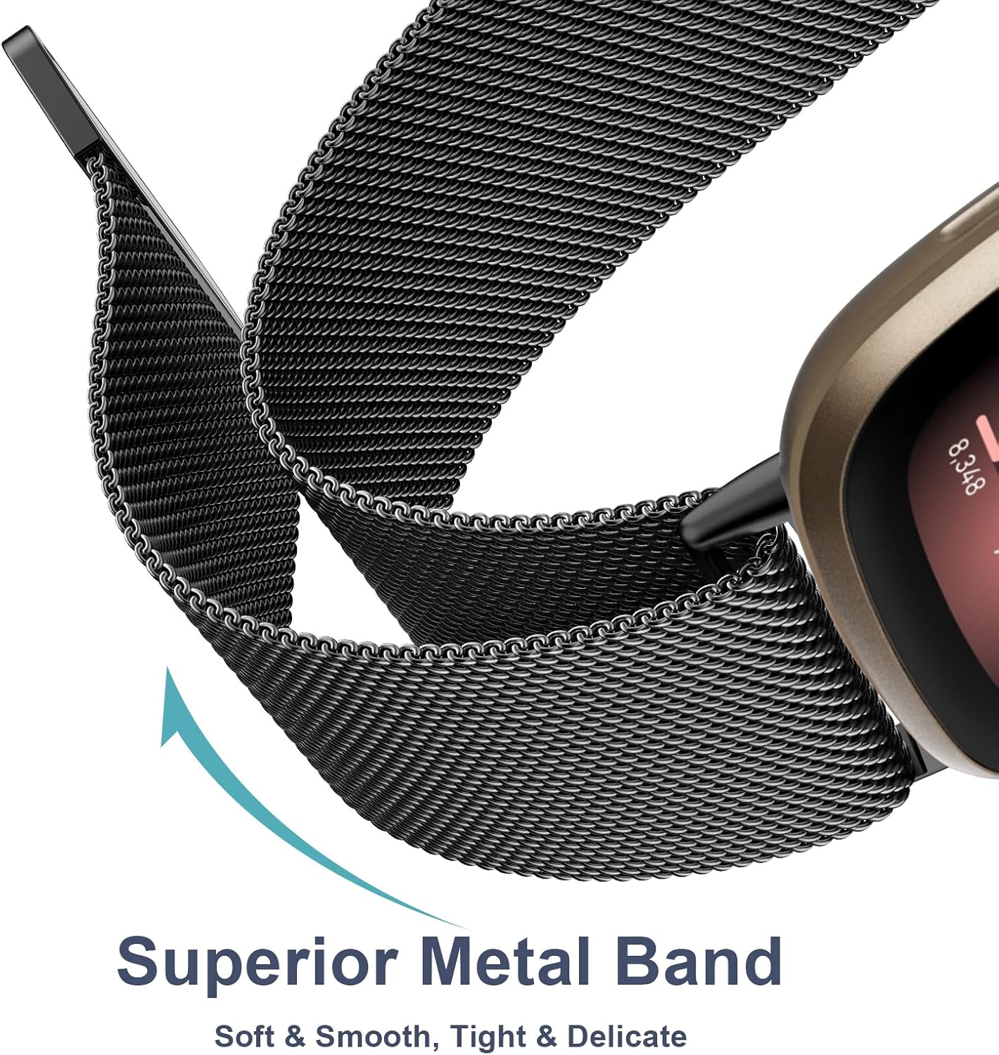 Correa de metal para Fitbit Sense 2  Sense Bands, Fitbit Versa 4  Versa 3 bandas para mujeres y hombres, correa de repuesto magnética de malla de