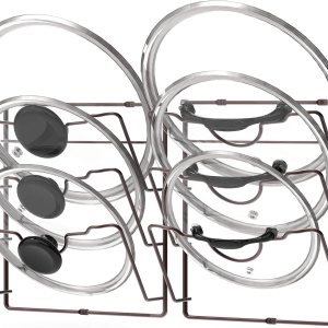 Simple Houseware – Estante organizador de tapa de olla para puerta de gabinetepared, paquete de 2 unidades, bronce Simple Houseware – Estante organizador de tapa de olla para puerta de gabinetepared, paquete de 2 unidades, bronce