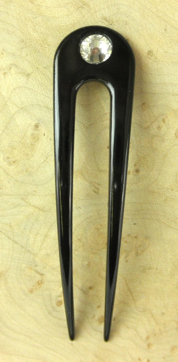 JWL Aluminio anodizado de dos puntas curvadas 4.5 “horquilla de pelo Pic Pic impermeable irrompible FPL 3.5” (negro)