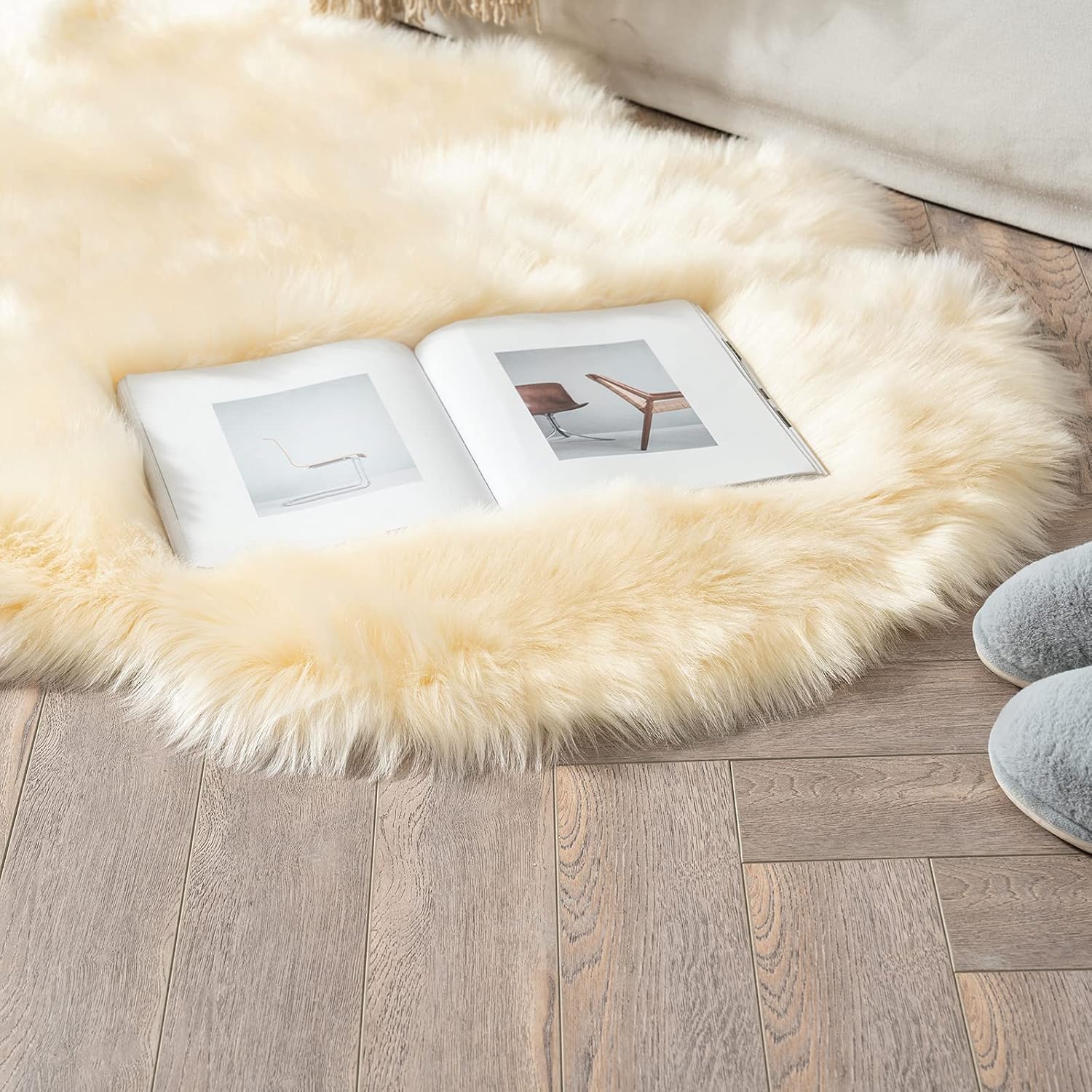 MIULEE – Tapete de pelo sintético de oveja, decorativo, supersuave, mullido, para poner al lado de la cama, sofá, suelo y habitación del bebé, 3 x 5