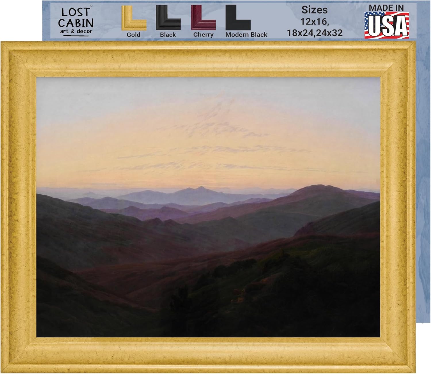 Riesengebirge de Caspar David Friedrich – Póster enmarcado para decoración de pared, pintura de obras de arte finas, pósteres e imágenes,