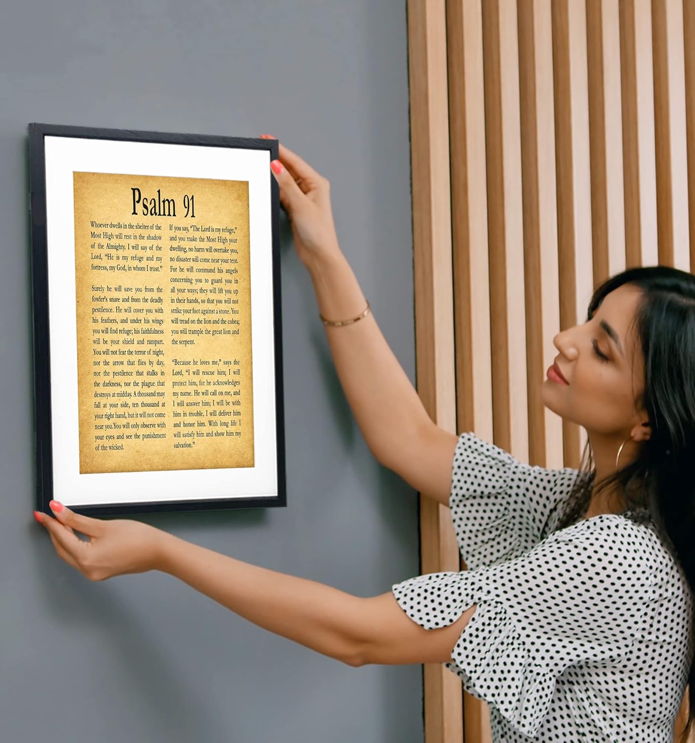 Póster enmarcado del Salmo 91 con impresión del Salmo 91, arte de pared cristiano, póster de regalo religioso Salmo 91, versículo de la Biblia,