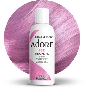 Adore Tinte semipermanente para el cabello, vegano y libre de crueldad, 4 onzas líquidas, 192 Pink Petal (paquete de 1) Adore Tinte semipermanente para el cabello, vegano y libre de crueldad, 4 onzas líquidas, 192 Pink Petal (paquete de 1)
