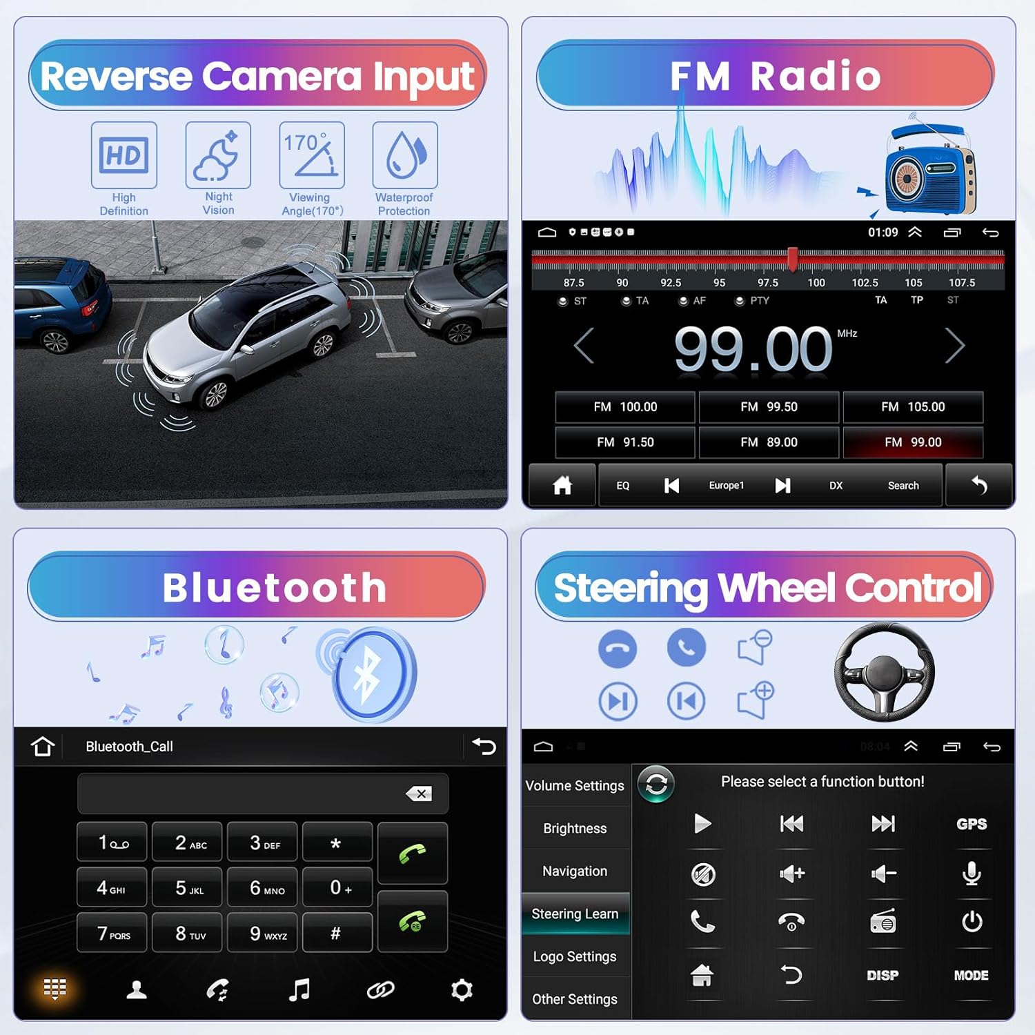 Hikity 2+64 GB para Toyota Fortuner Hilux 2005-2014 Android estéreo del coche con Carplay Android Auto 9 pulgadas pantalla táctil Radio soporte GPS