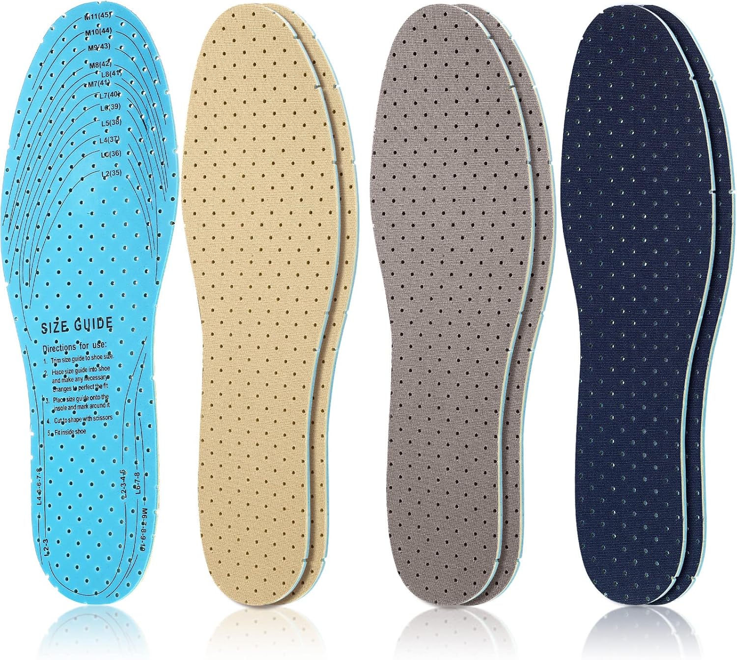 3 pares de plantillas transpirables para zapatos, almohadillas ultra suaves, plantillas cómodas para caminar, plantillas perforadas de espuma de